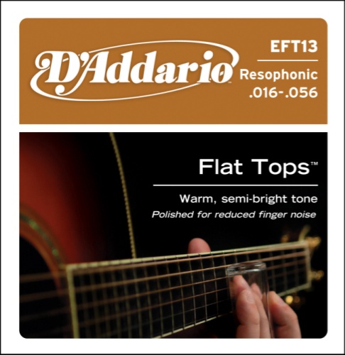 D'Addario EFT13 Medium Resophonic, Flat Tops Phosphor Bronze Acoustic Guitar Strings 16-56