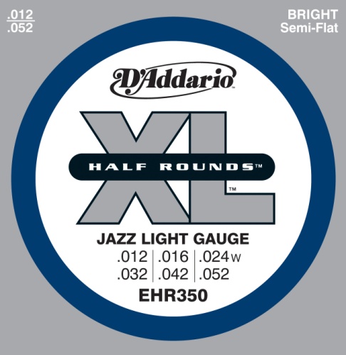 D'Addario 12-52 Jazz Light, XL Half Rounds Electric Guitar Strings
