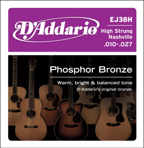 D'Addario 10-27 High Strung/Nashville Tuning, Phosphor Bronze Acoustic Guitar Strings