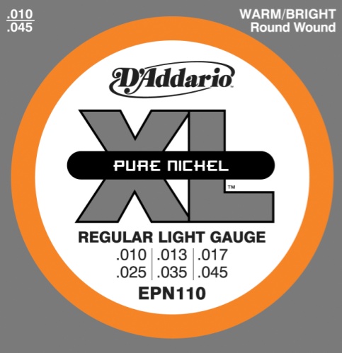D'Addario 10-45 Regular Light, XL Pure Nickel Electric Guitar Strings