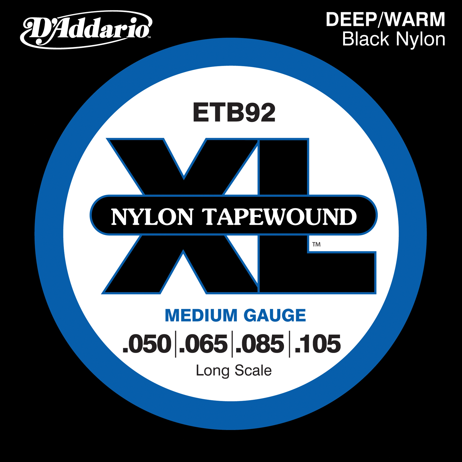 D'Addario 50-105 Medium, Long Scale, XL Nylon Tapewound Bass Strings