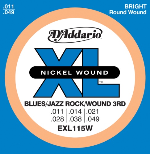 D'Addario 11-49 Medium Wound Third, XL Nickel Electric Guitar Strings