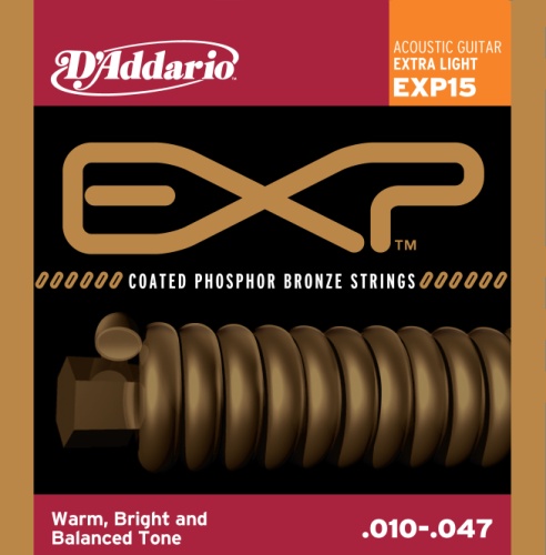 EXP15 D'addario Extra Light Coated Guitar String 10-47