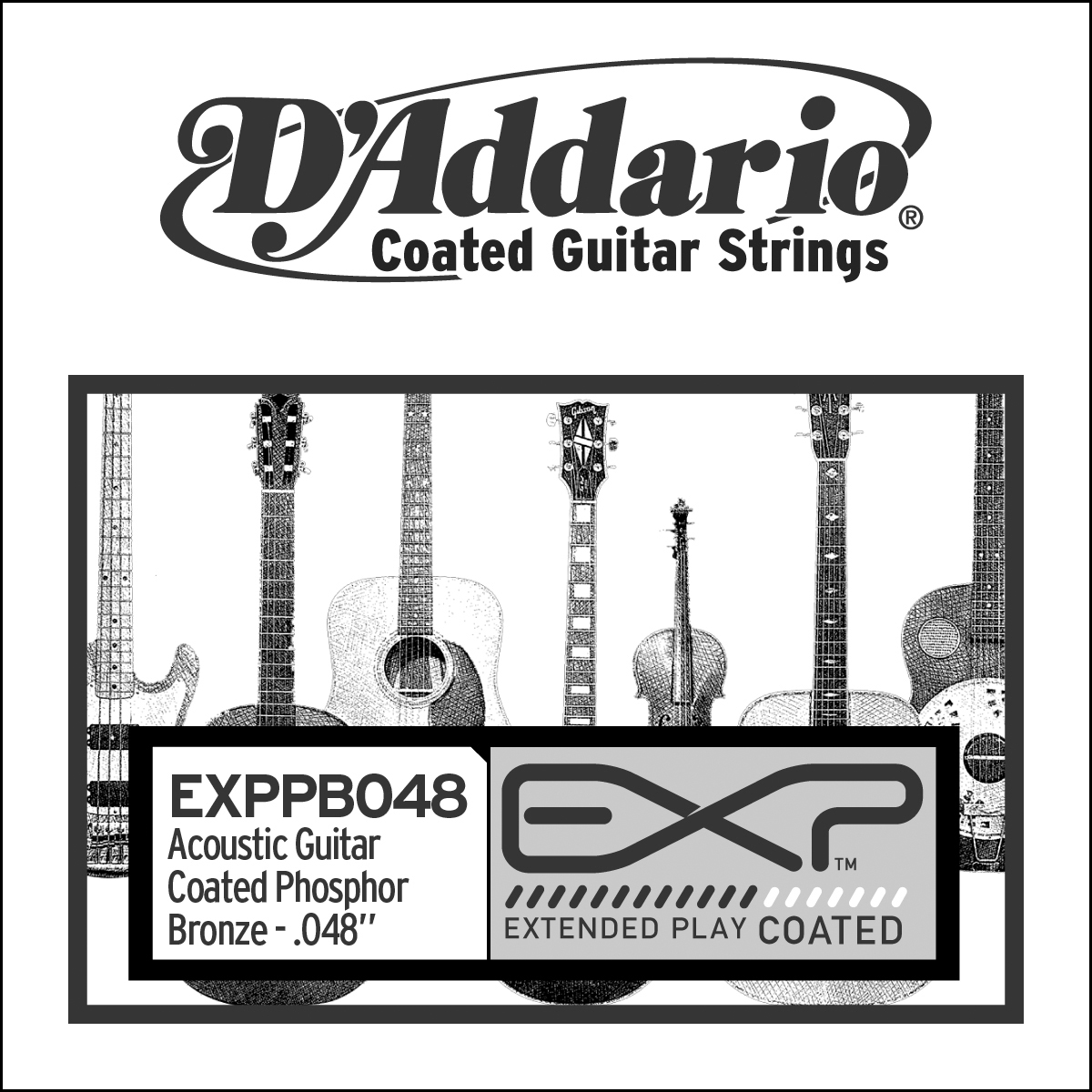 D'Addario EXPPB048 EXP Coated Phosphor Bronze Single String.048