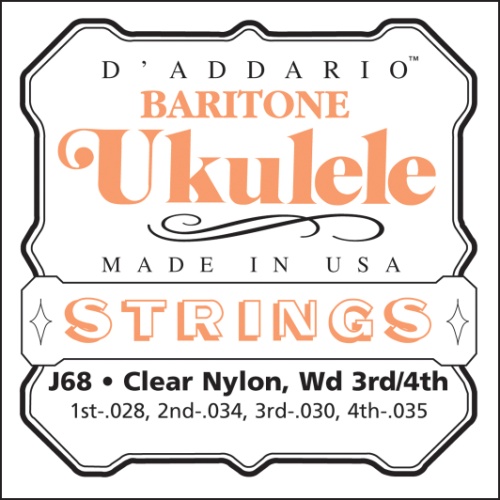 D'Addario EJ65B Pro-Arté Custom Extruded Nylon Ukulele Strings, Baritone