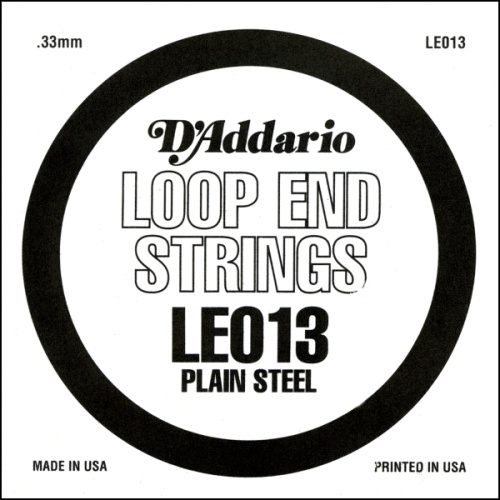 D'Addario LE013 Plain Steel Loop End Single String, .013