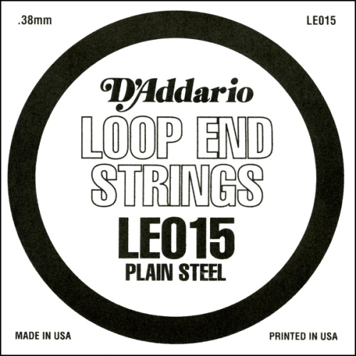 D'Addario LE015 Plain Steel Loop End Single String, .015