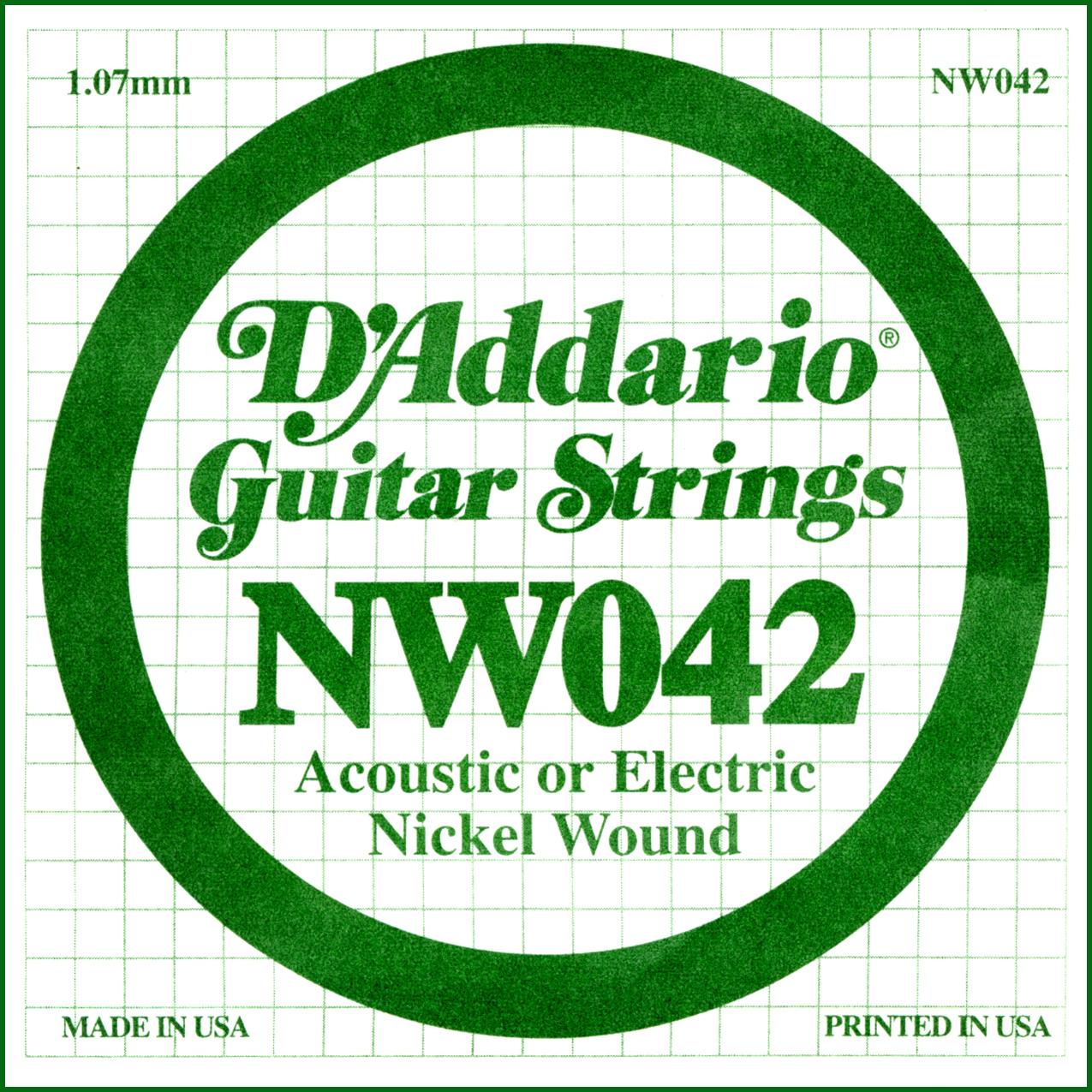 D'Addario  NW042 Nickel Wound Electric Guitar Single String, .042