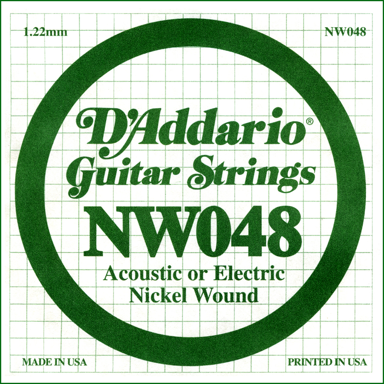 D'Addario  NW048 Nickel Wound Electric Guitar Single String, .048
