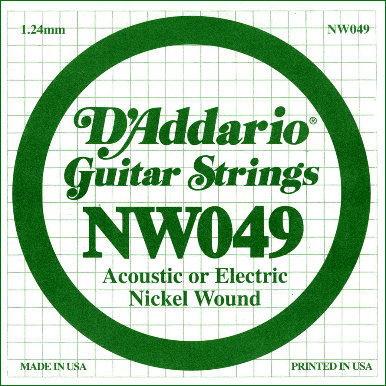 D'Addario NW049 Nickel Wound Electric Guitar Single String, .049