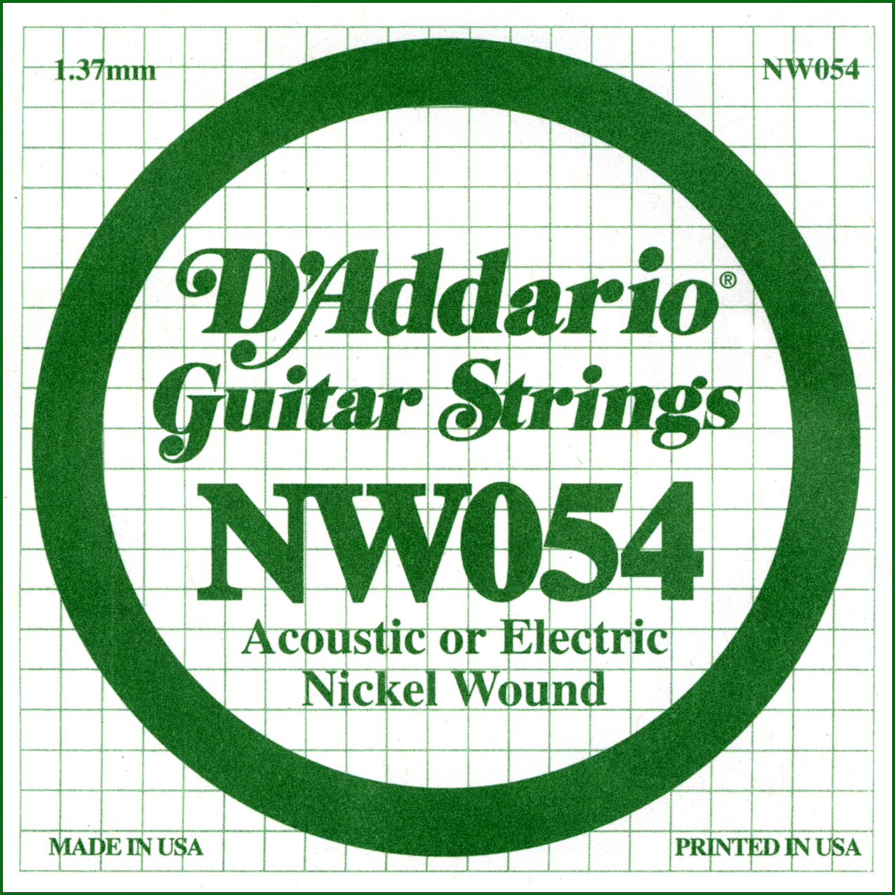 D'Addario  NW054 Nickel Wound Electric Guitar Single String, .054