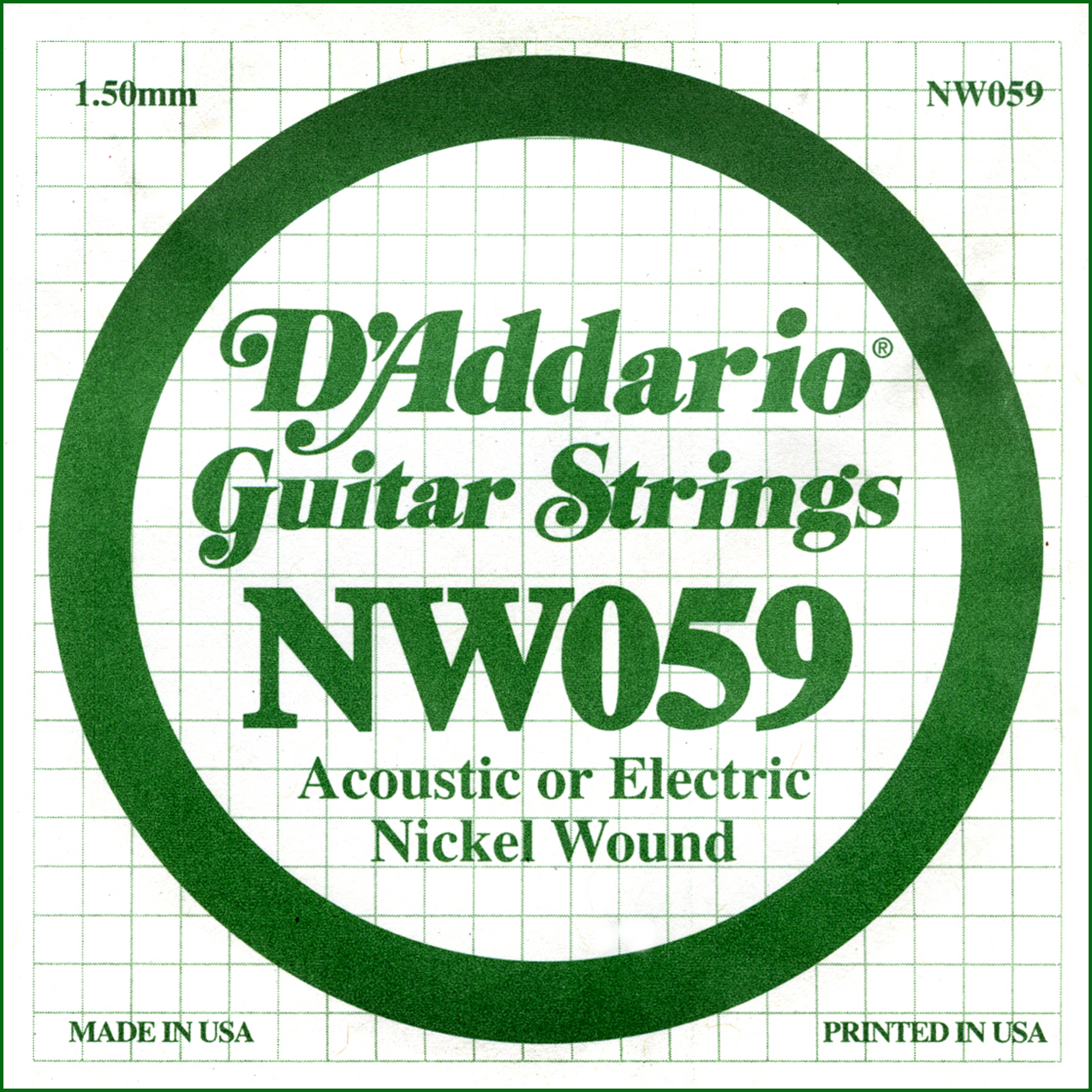 D'Addario  NW059 Nickel Wound Electric Guitar Single String, .059