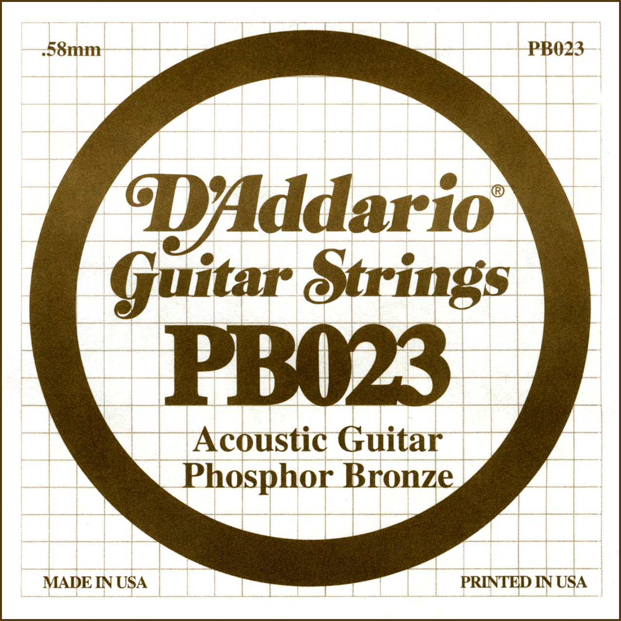 D'Addario PB023 Phosphor Bronze Wound Acoustic Guitar Single String, .023