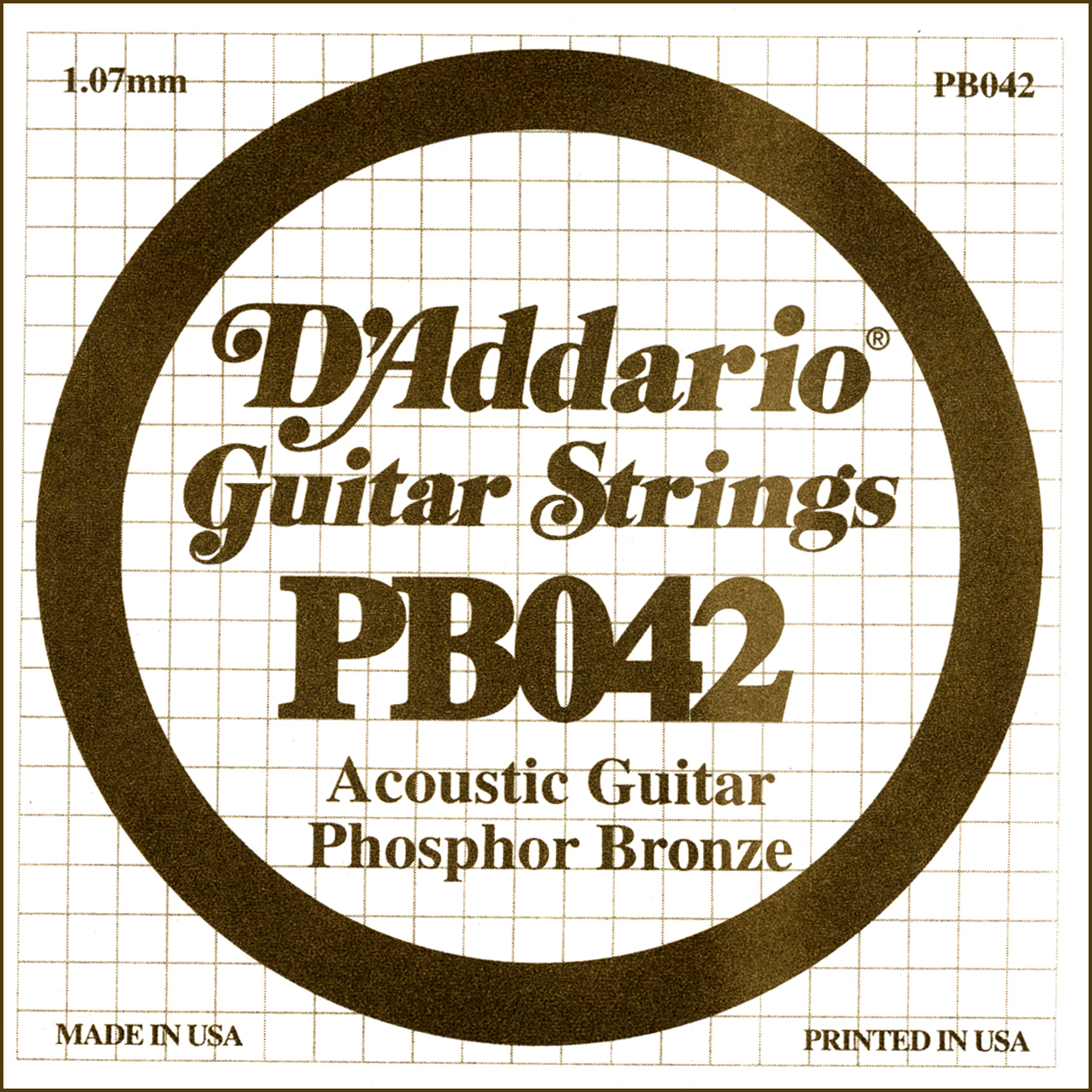 D'Addario PB042 Phosphor Bronze Wound Acoustic Guitar Single String, .042