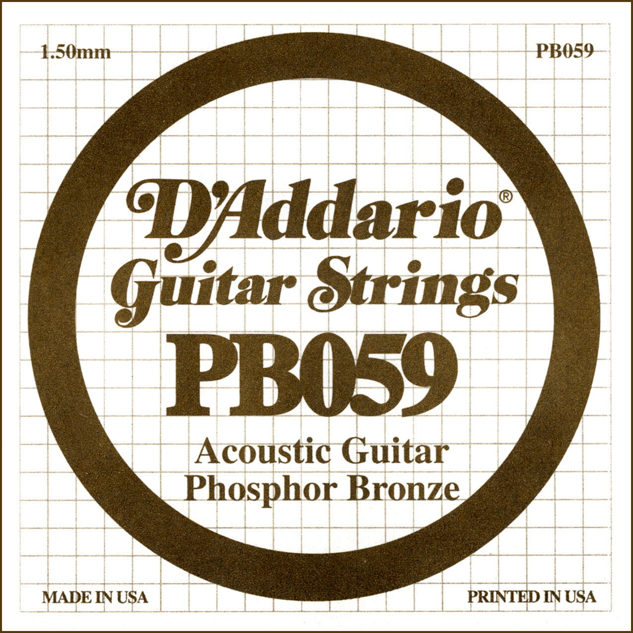 D'Addario PB059 Phosphor Bronze Wound Acoustic Guitar Single String, .059