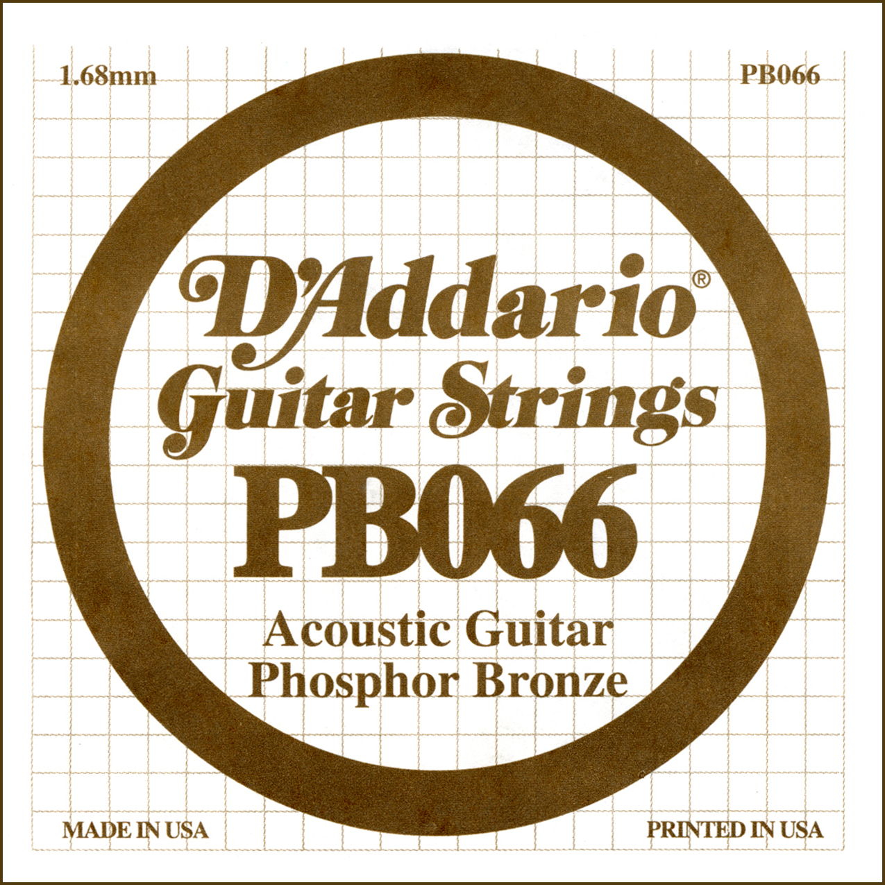 D'Addario PB066 Phosphor Bronze Wound Acoustic Guitar Single String, .066