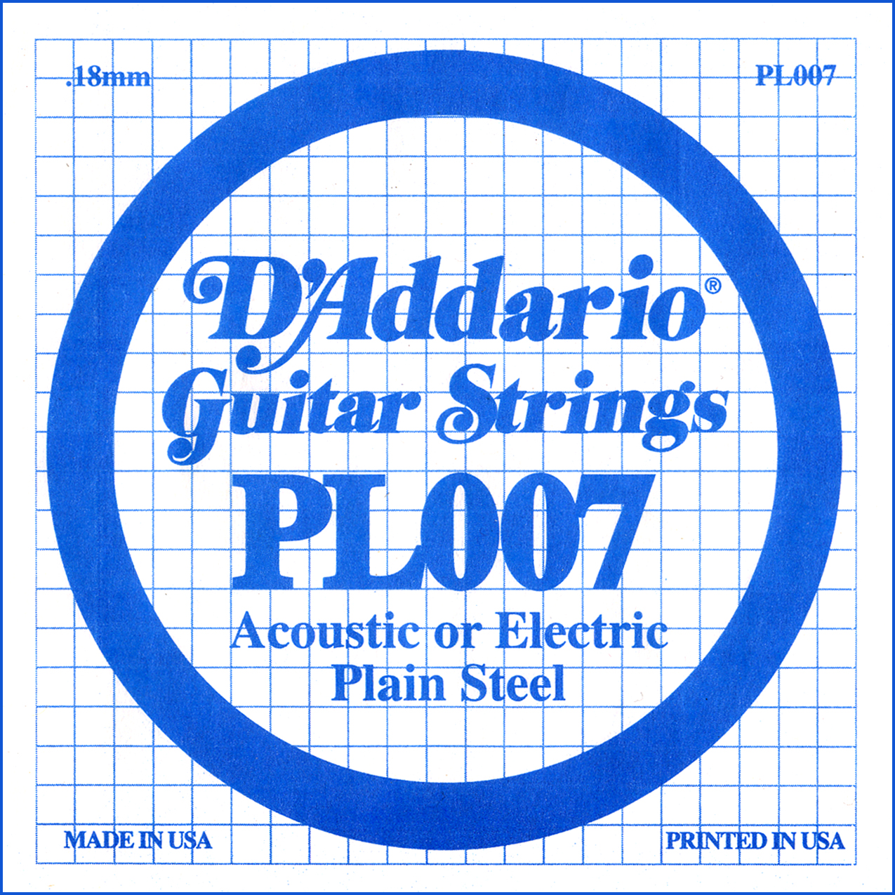 D'Addario  PL007 Plain Steel Guitar Single String, .007