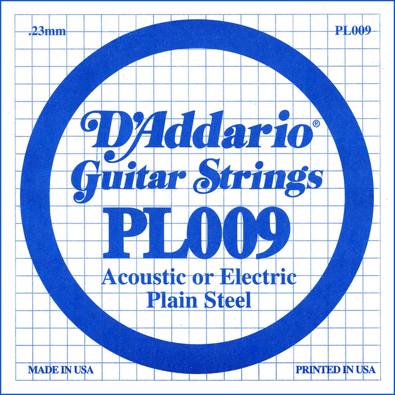 D'Addario PL009 Plain Steel Guitar Single String, .009
