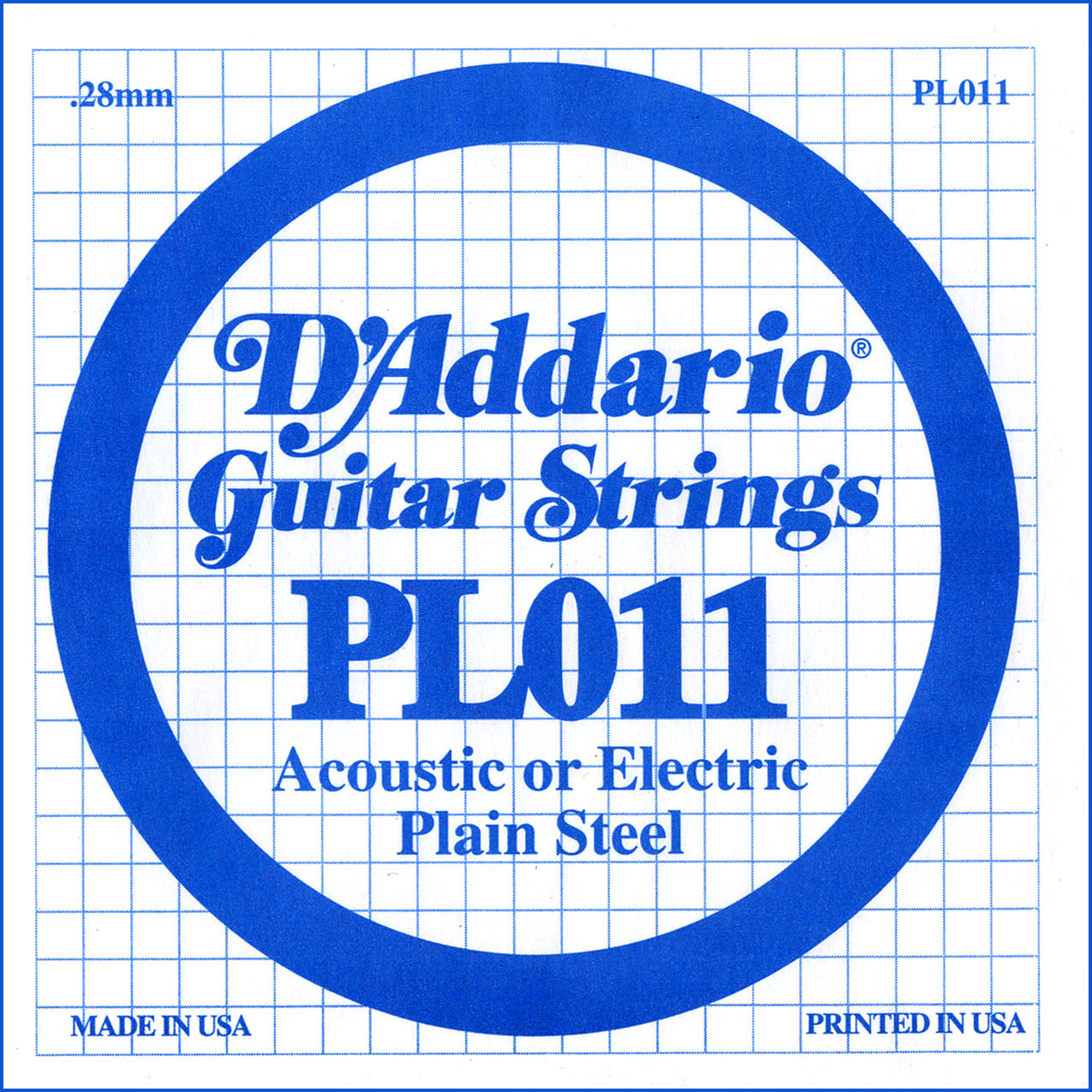 D'Addario PL011 Plain Steel Guitar Single String, .011