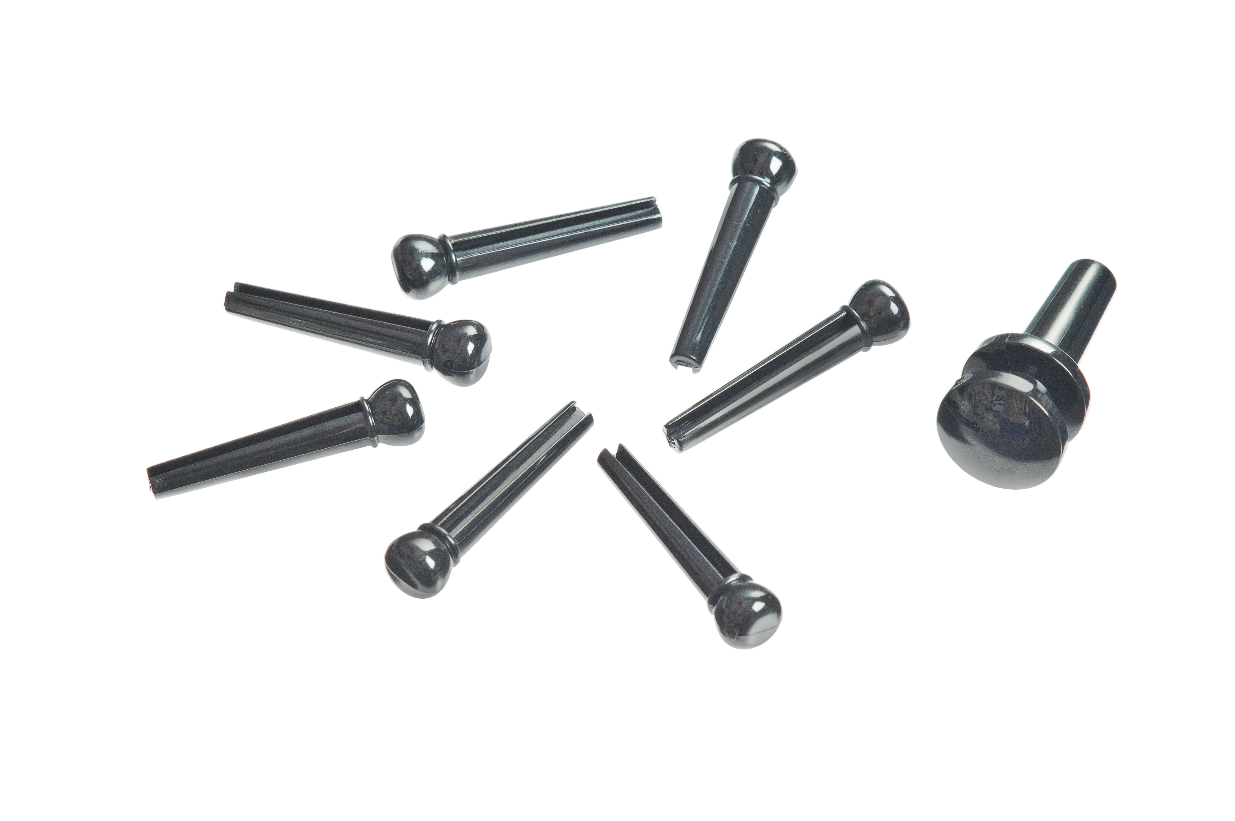 D'Addario Injected Molded Bridge Pins with End Pin, Set of 7, Ebony
