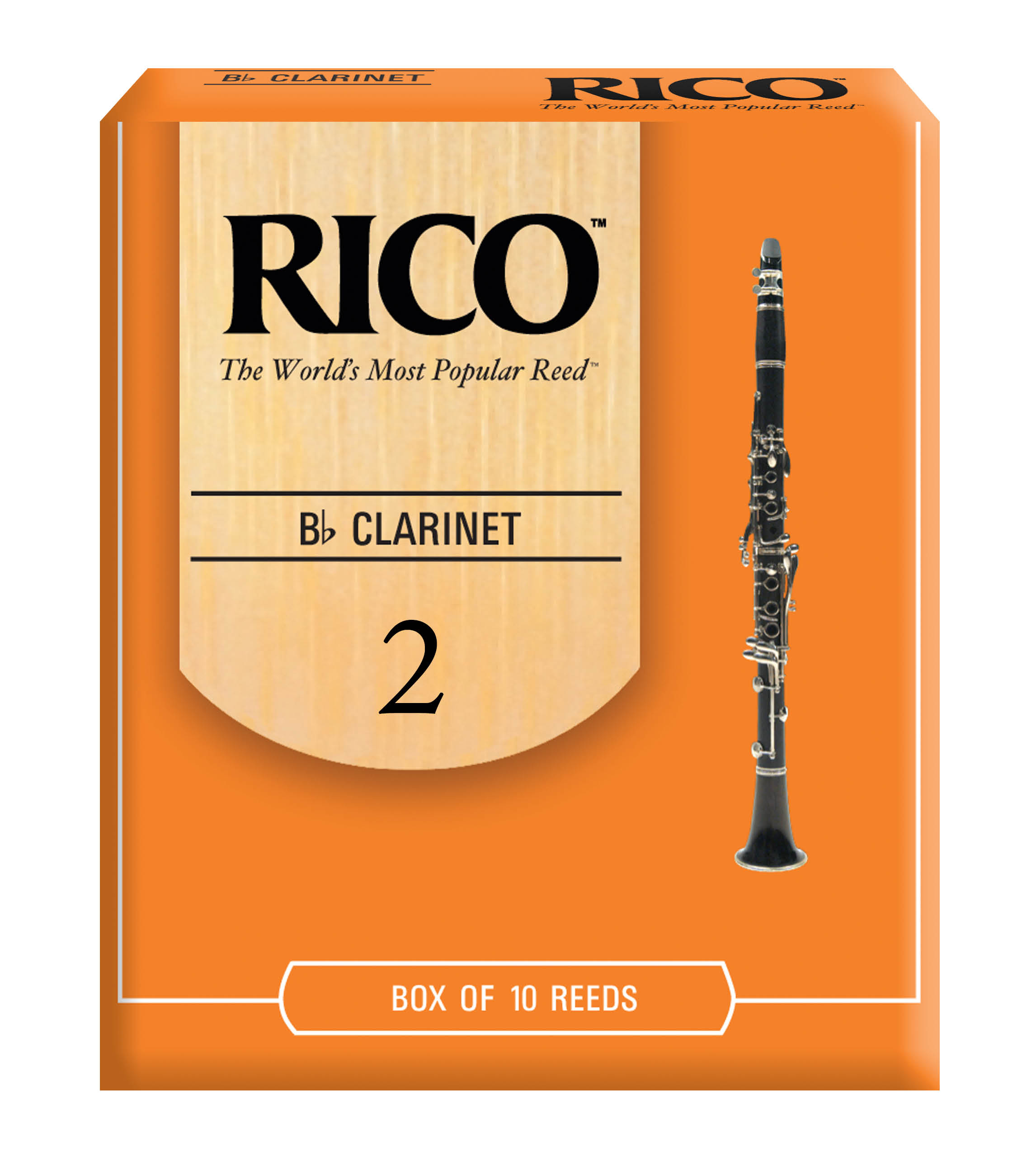 Rico Bb Clarinet Reeds, Strength 2, 10-pack