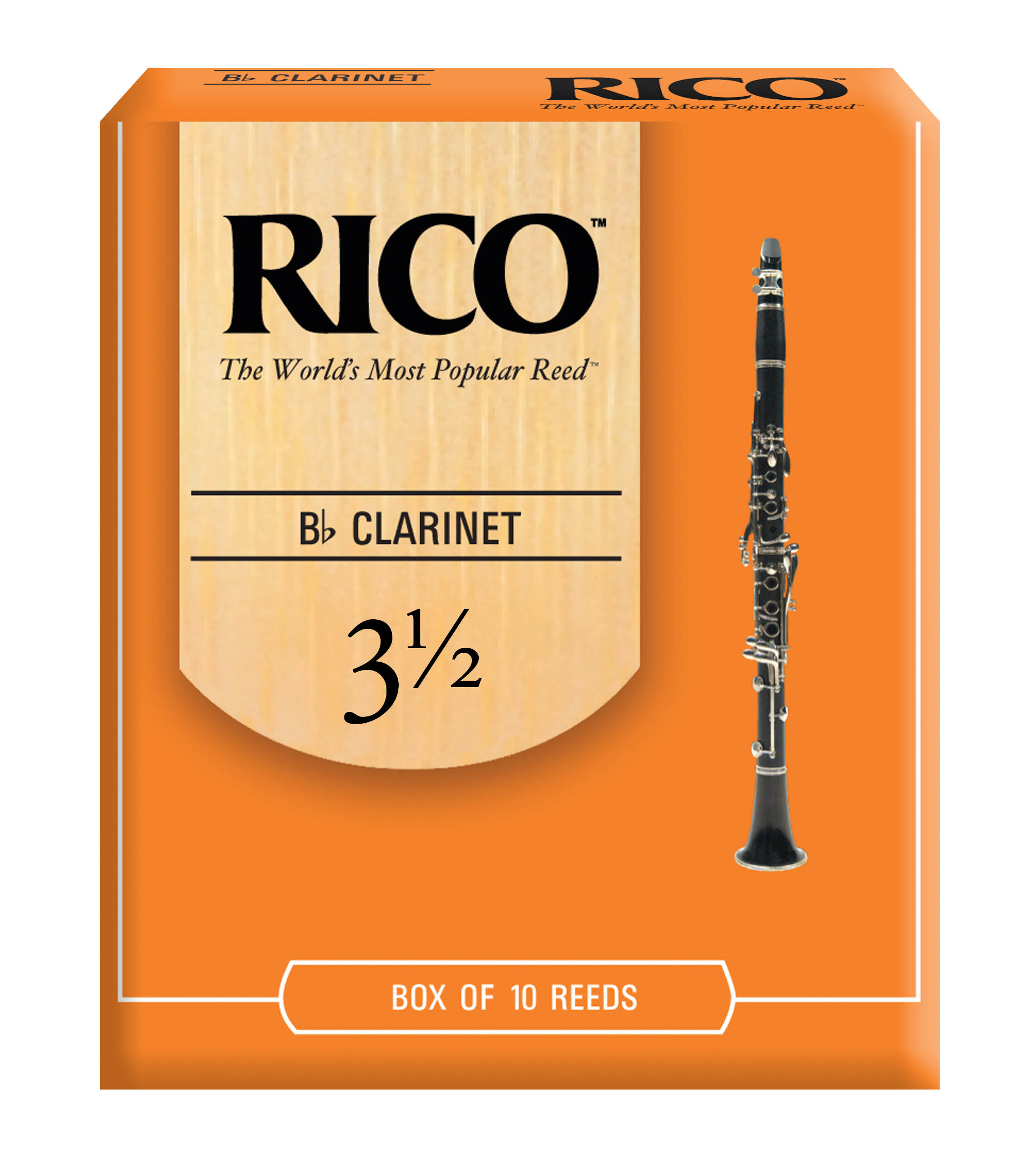 Rico Bb Clarinet Reeds, Strength 3.5, 10-pack