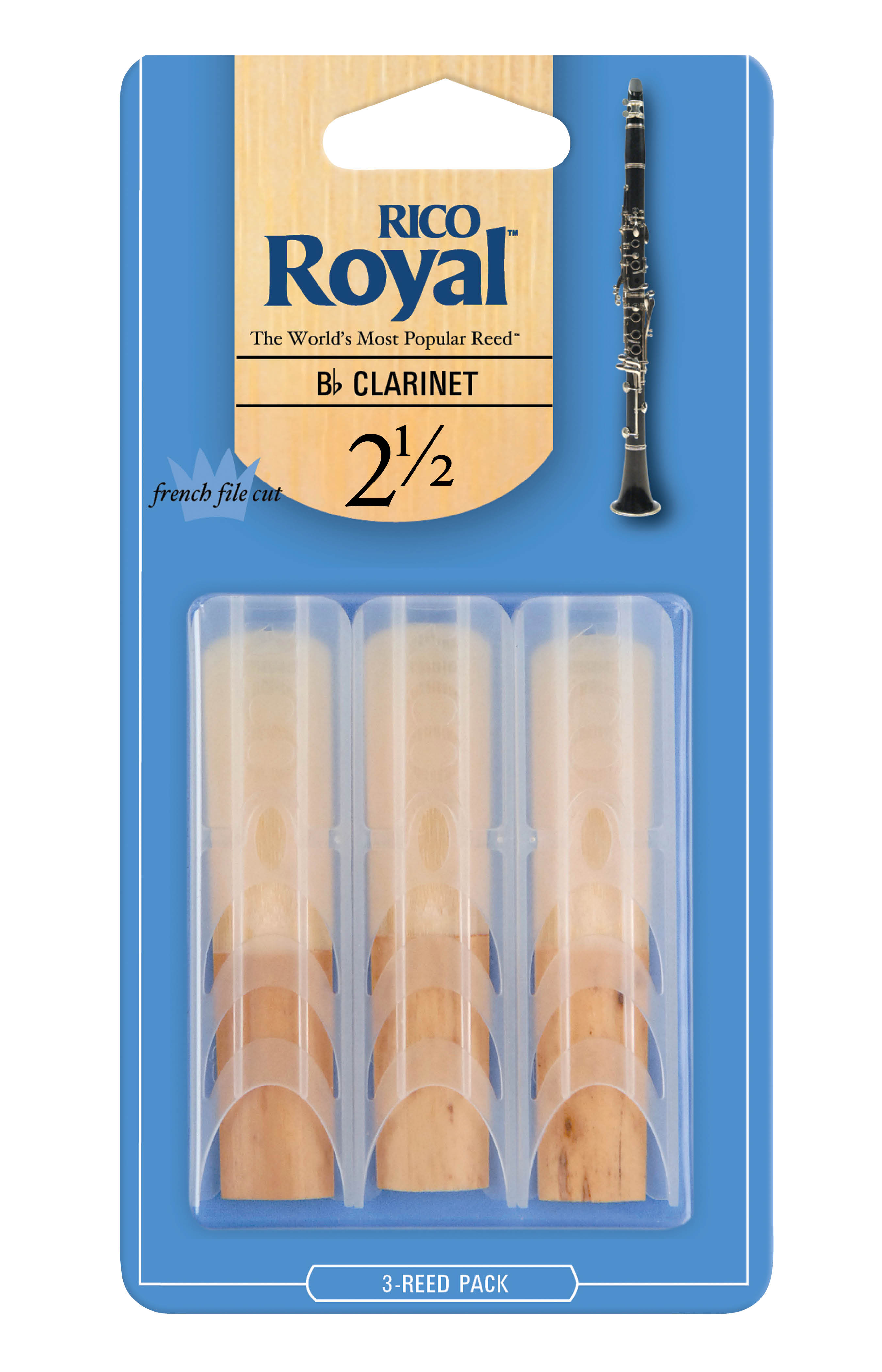 RICO ROYAL Rico Royal Bb Clarinet Reeds, Strength 2.5, 3-pack