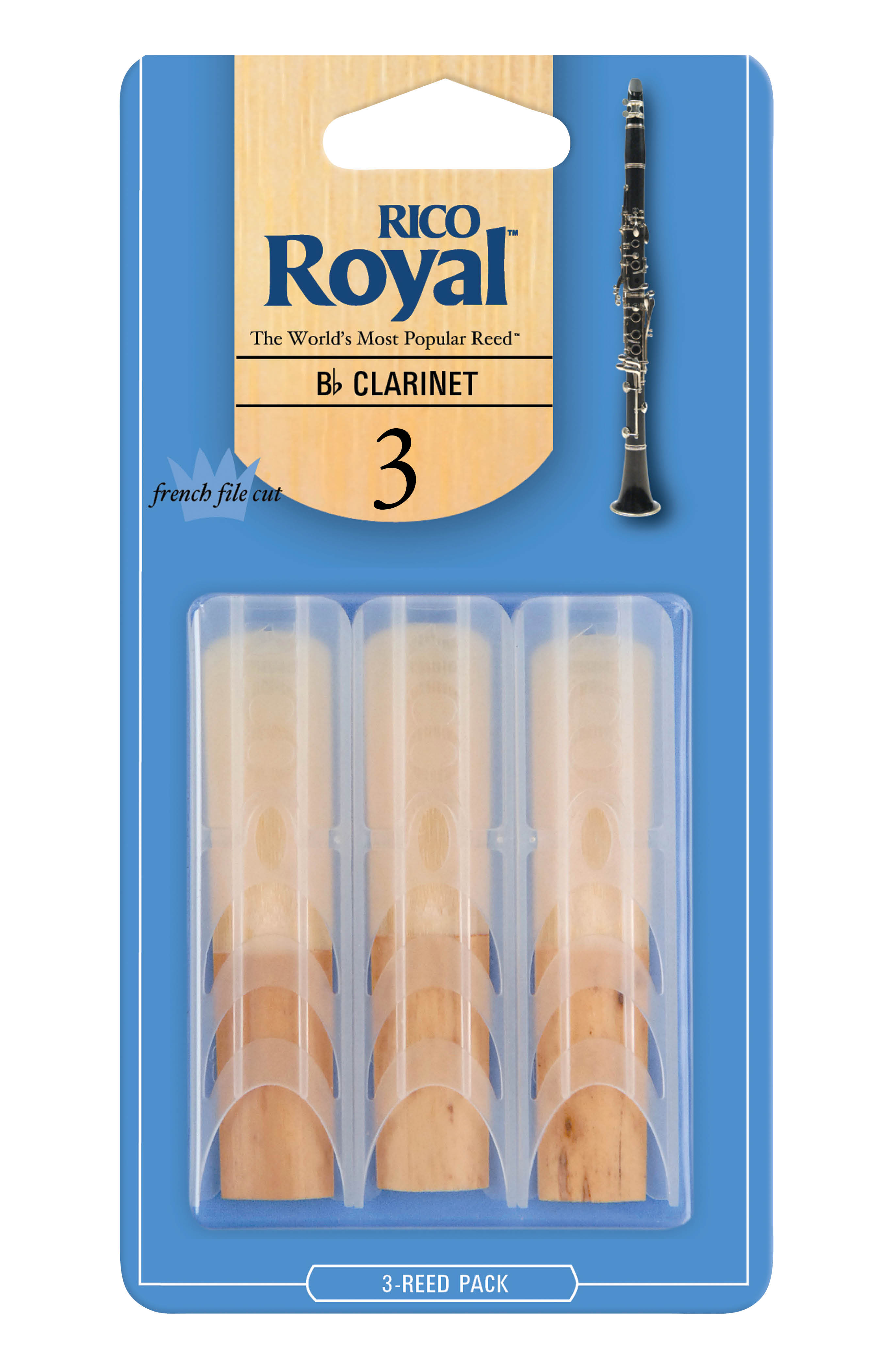 RICO ROYAL Rico Royal Bb Clarinet Reeds, Strength 3, 3-pack