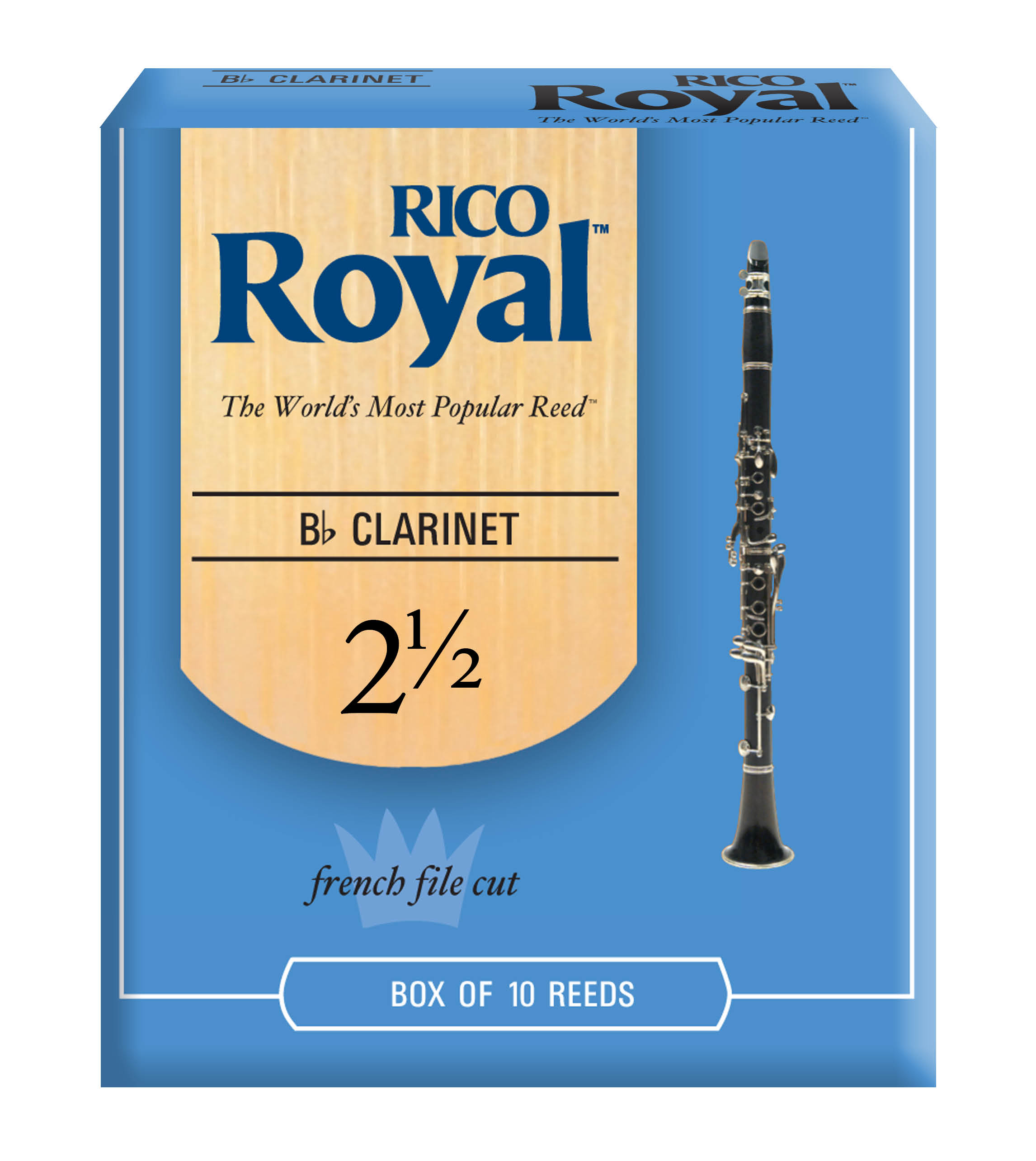 RICO ROYAL Rico Royal Bb Clarinet Reeds, Strength 2.5, 10-pack