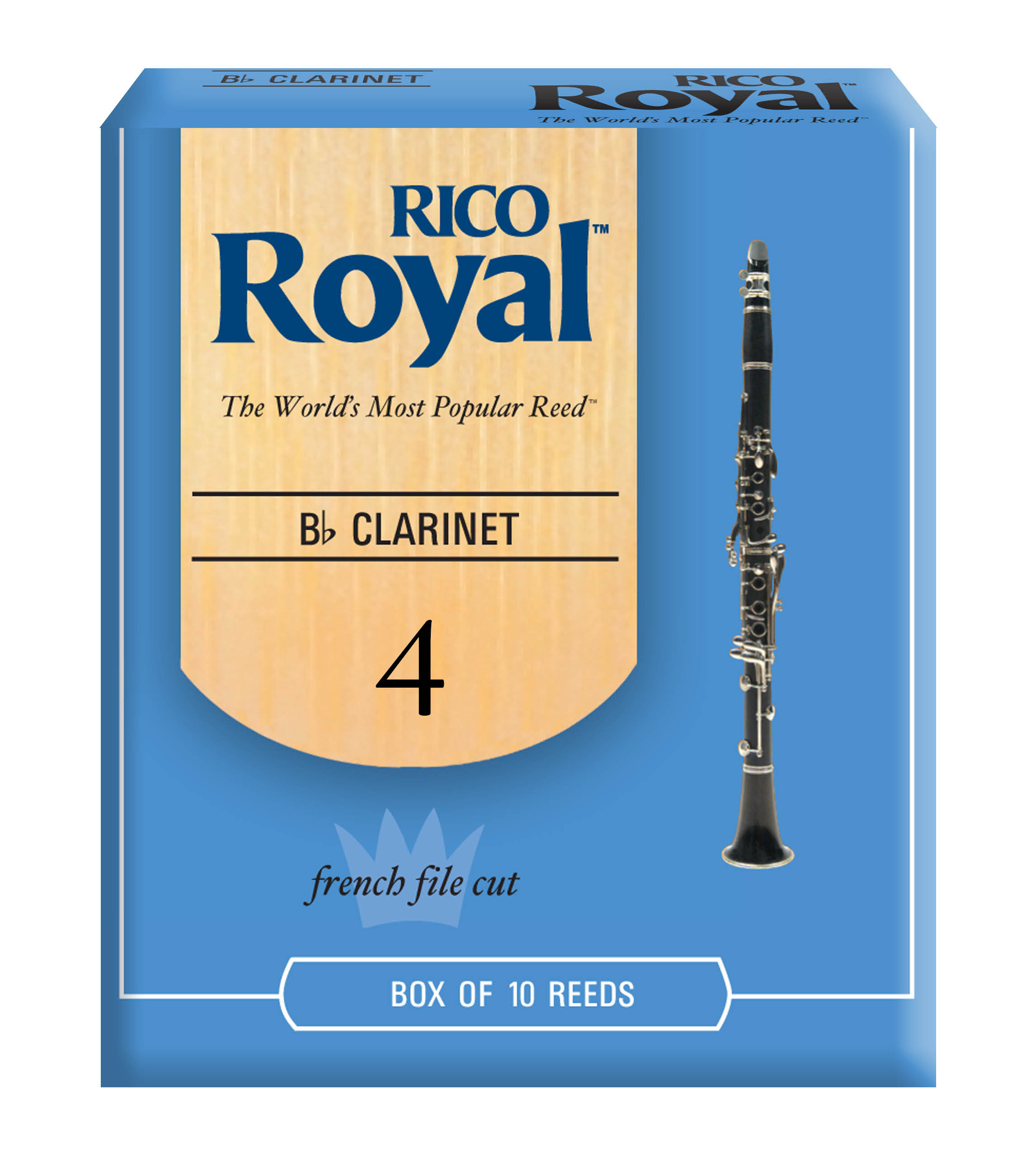 Rico Royal Bb Clarinet Reeds, Strength 4, 10-pack