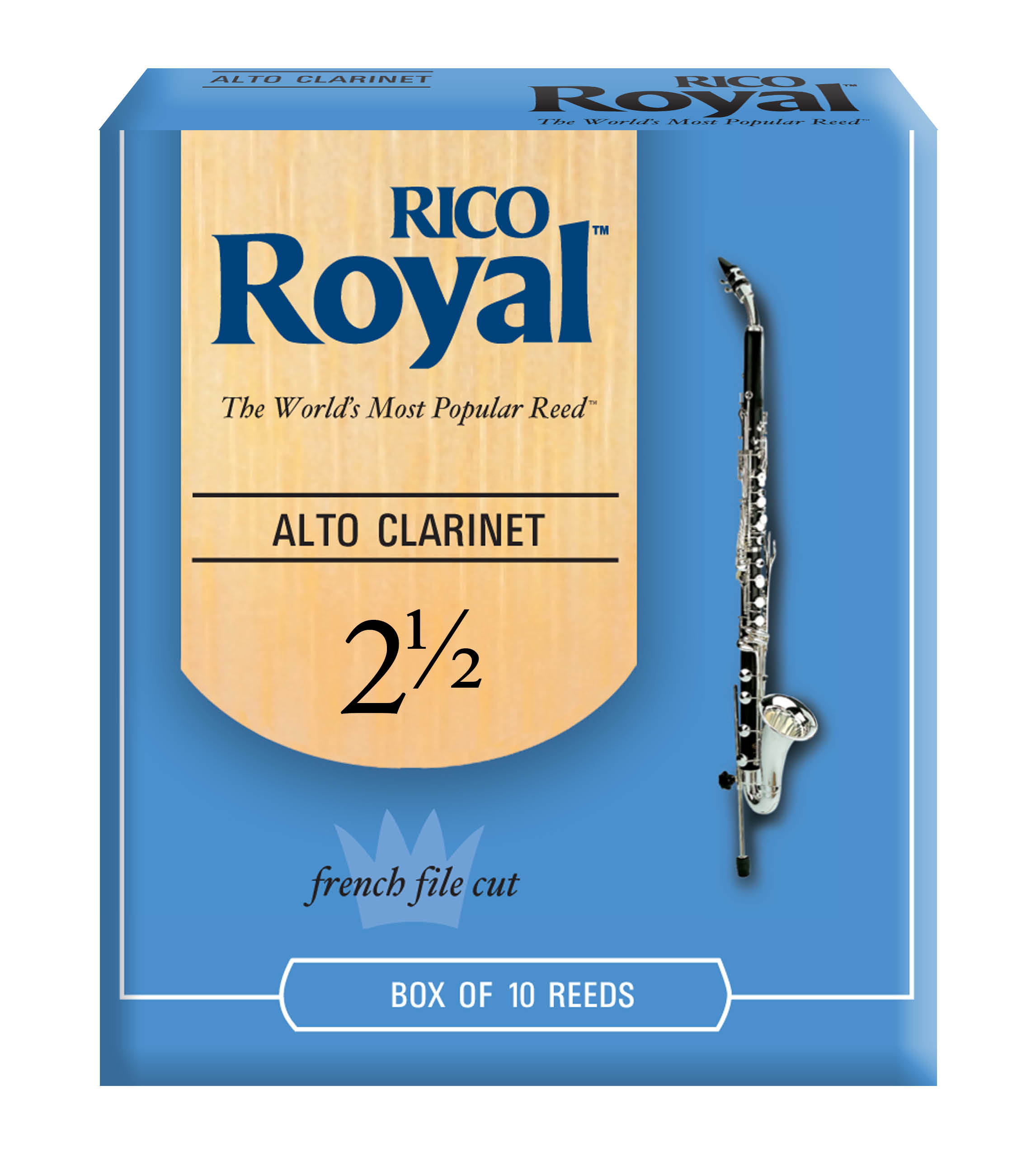 D'Addario Rico Royal Alto Clarinet Reeds, Strength 2.5, 10 Pack