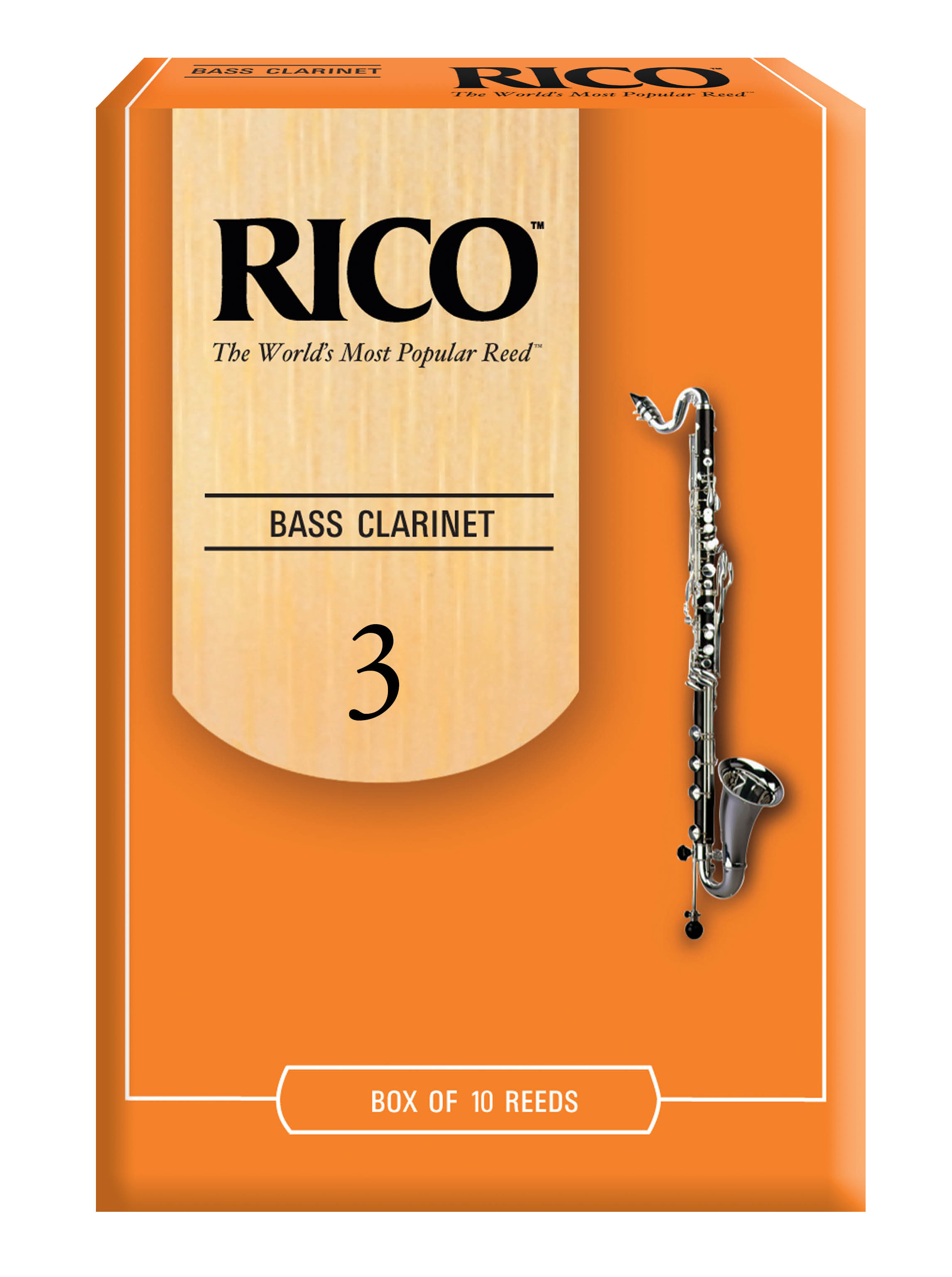 Rico Bass Clarinet Reeds, Strength 3, 10 Pack