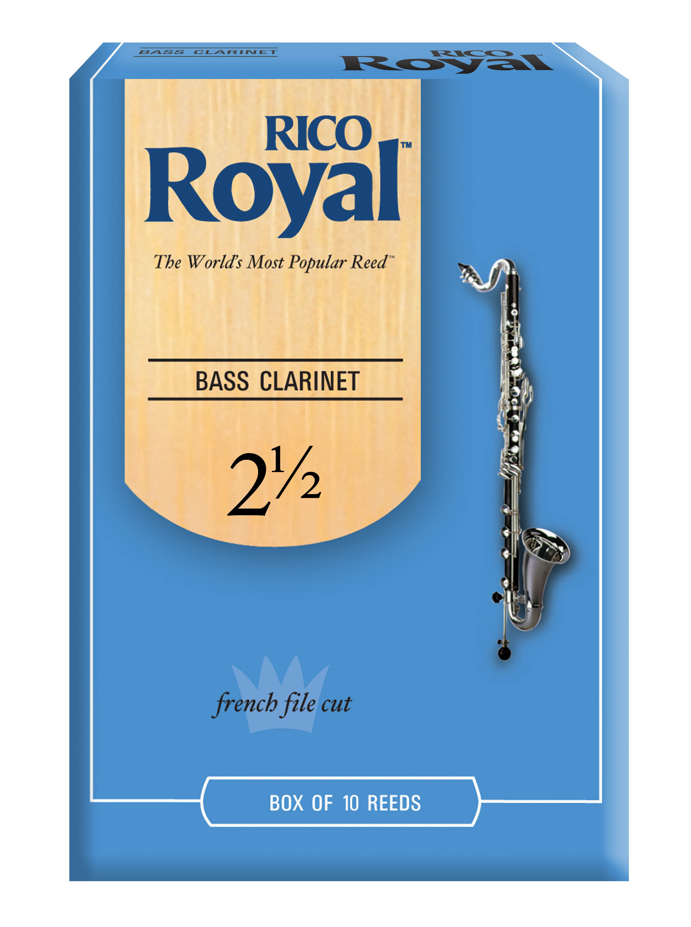 RICO ROYAL Rico Royal Bass Clarinet Reeds, Strength 2.5, 10 Pack