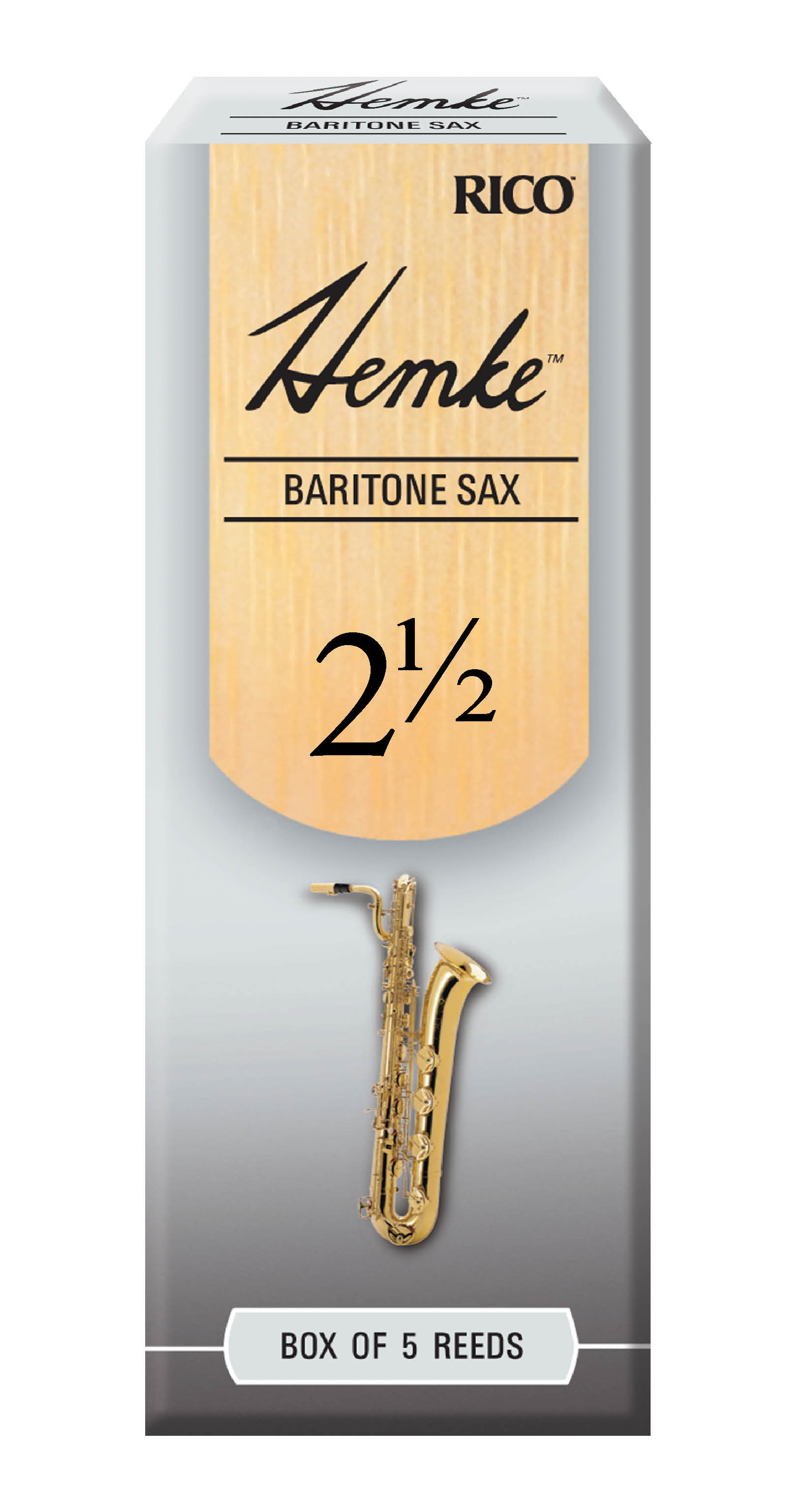Hemke Baritone Saxophone Reeds, Strength 2.5, 5 Pack