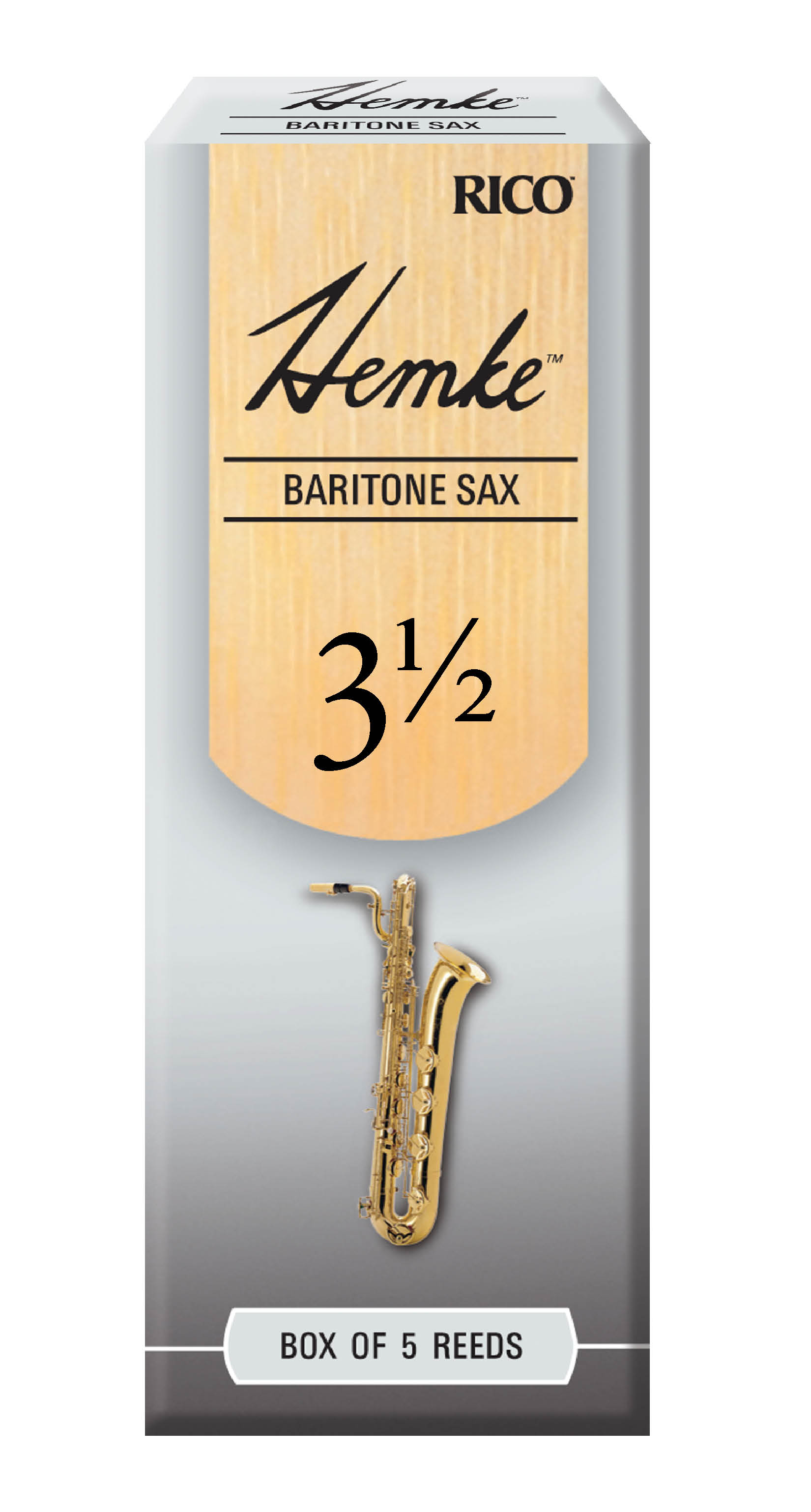 Hemke Baritone Saxophone Reeds, Strength 3.5, 5 Pack