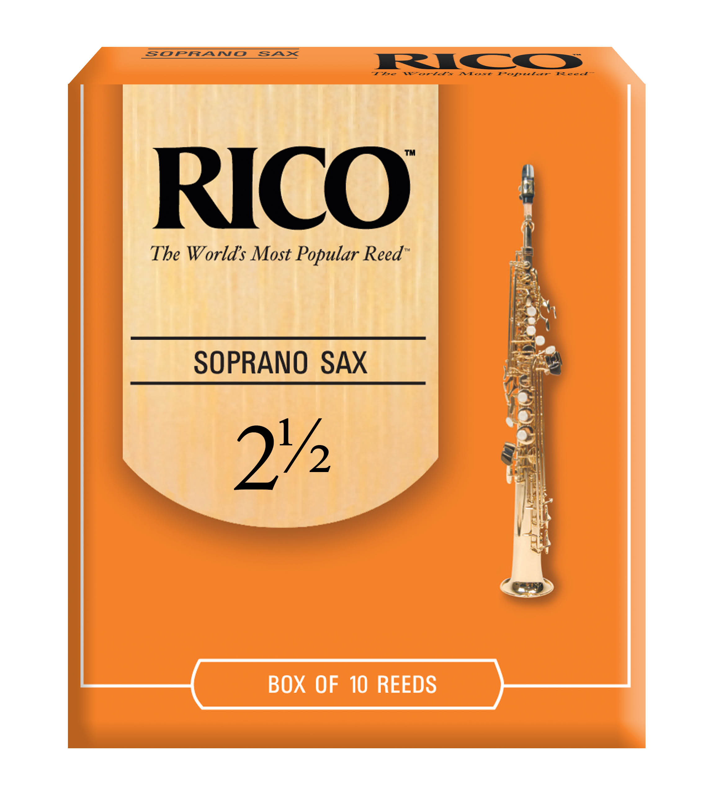 D'Addario Rico Soprano Sax Reeds, Strength 2.5, 10-pack
