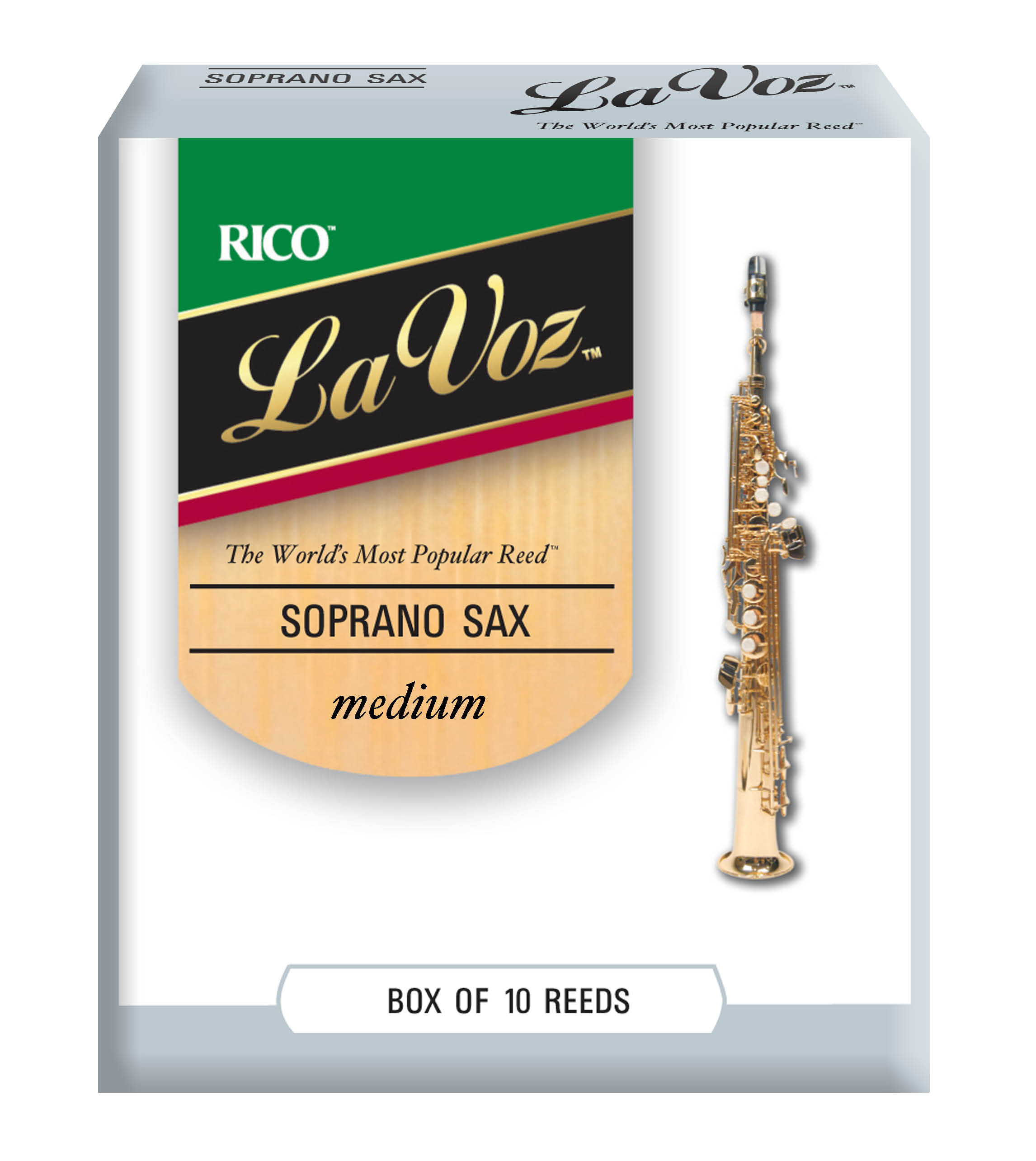 D'Addario La Voz Soprano Saxophone Reeds, Medium, 10 Pack