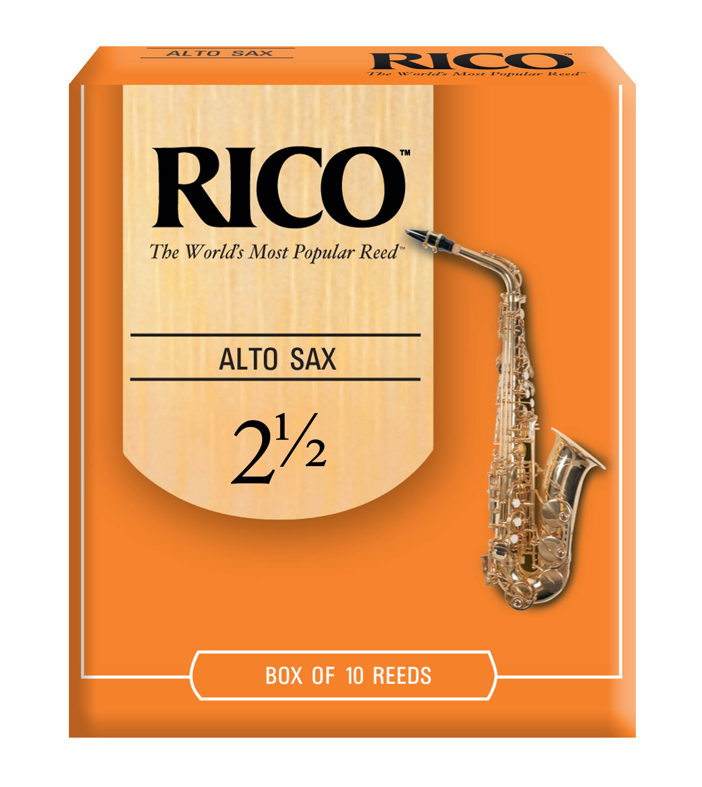 Rico Alto Sax Reeds, Strength 2.5, 10-pack