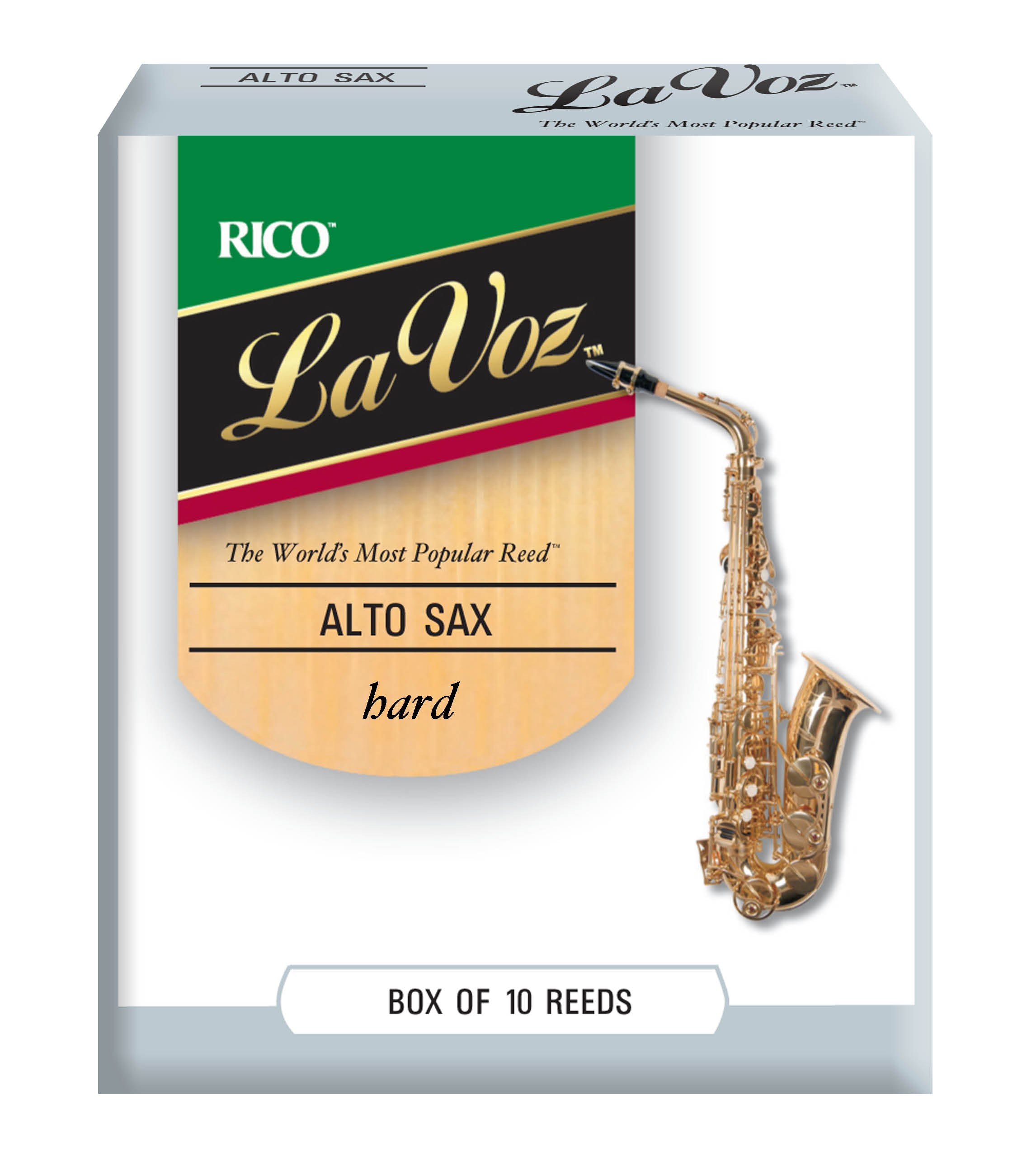 D'Addario La Voz  Alto Saxophone Reeds, Strength Hard, 10 Pack