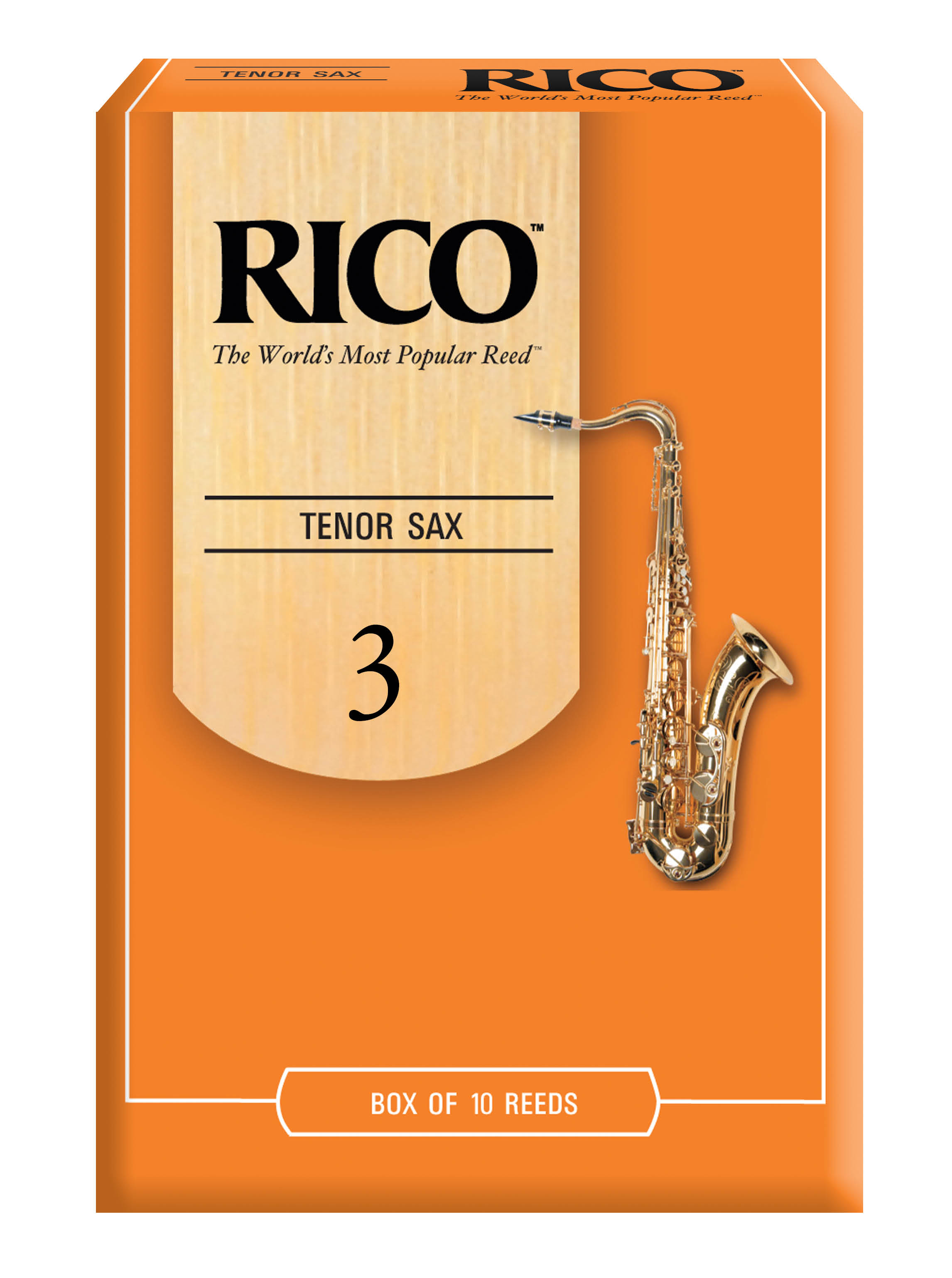 Rico Tenor Sax Reeds, Strength 3, 10-pack