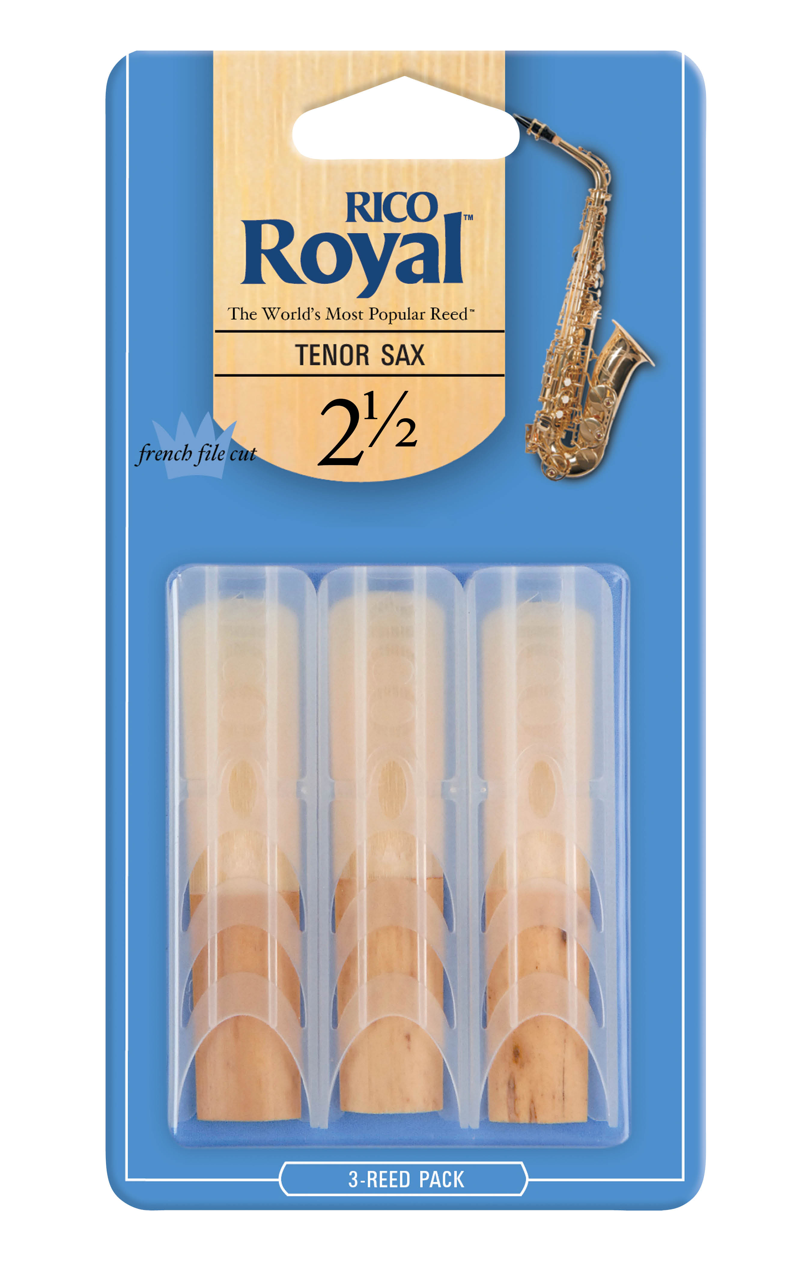 RICO ROYAL Rico Royal Tenor Sax Reeds, Strength 2.5, 3-pack