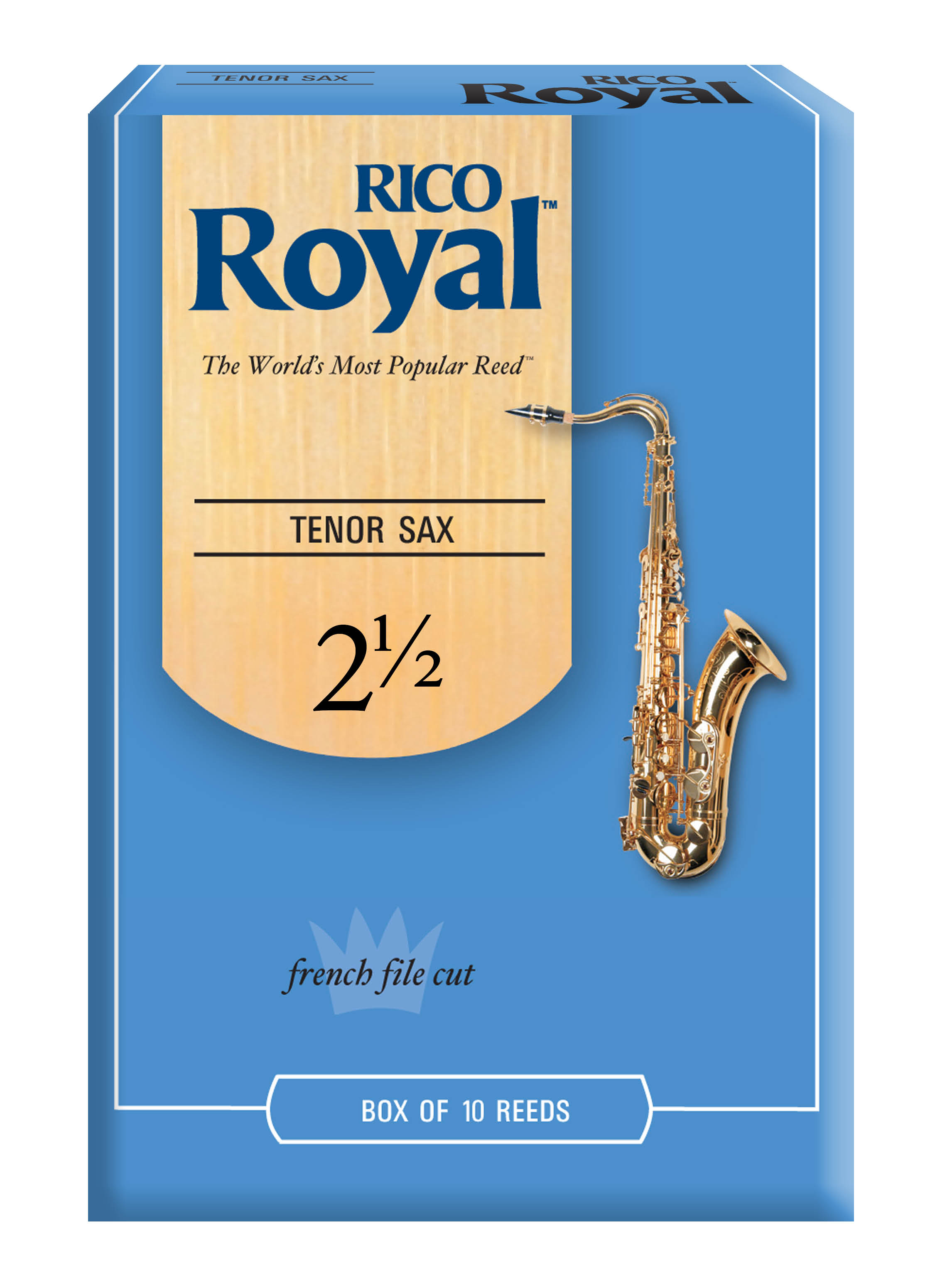 RICO ROYAL Rico Royal Tenor Sax Reeds, Strength 2.5, 10-pack