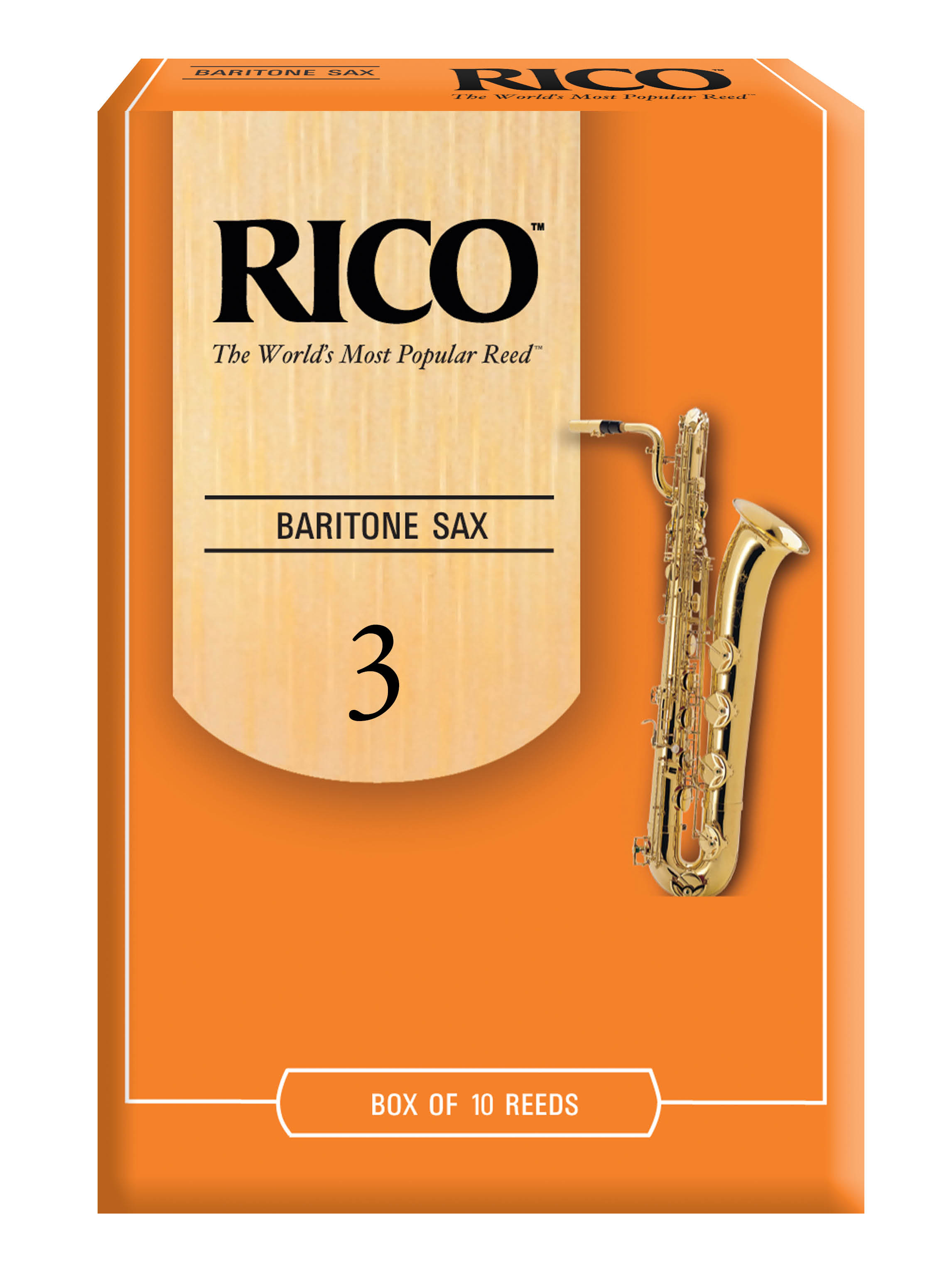 Rico Baritone Sax Reeds, Strength 3, 10-pack