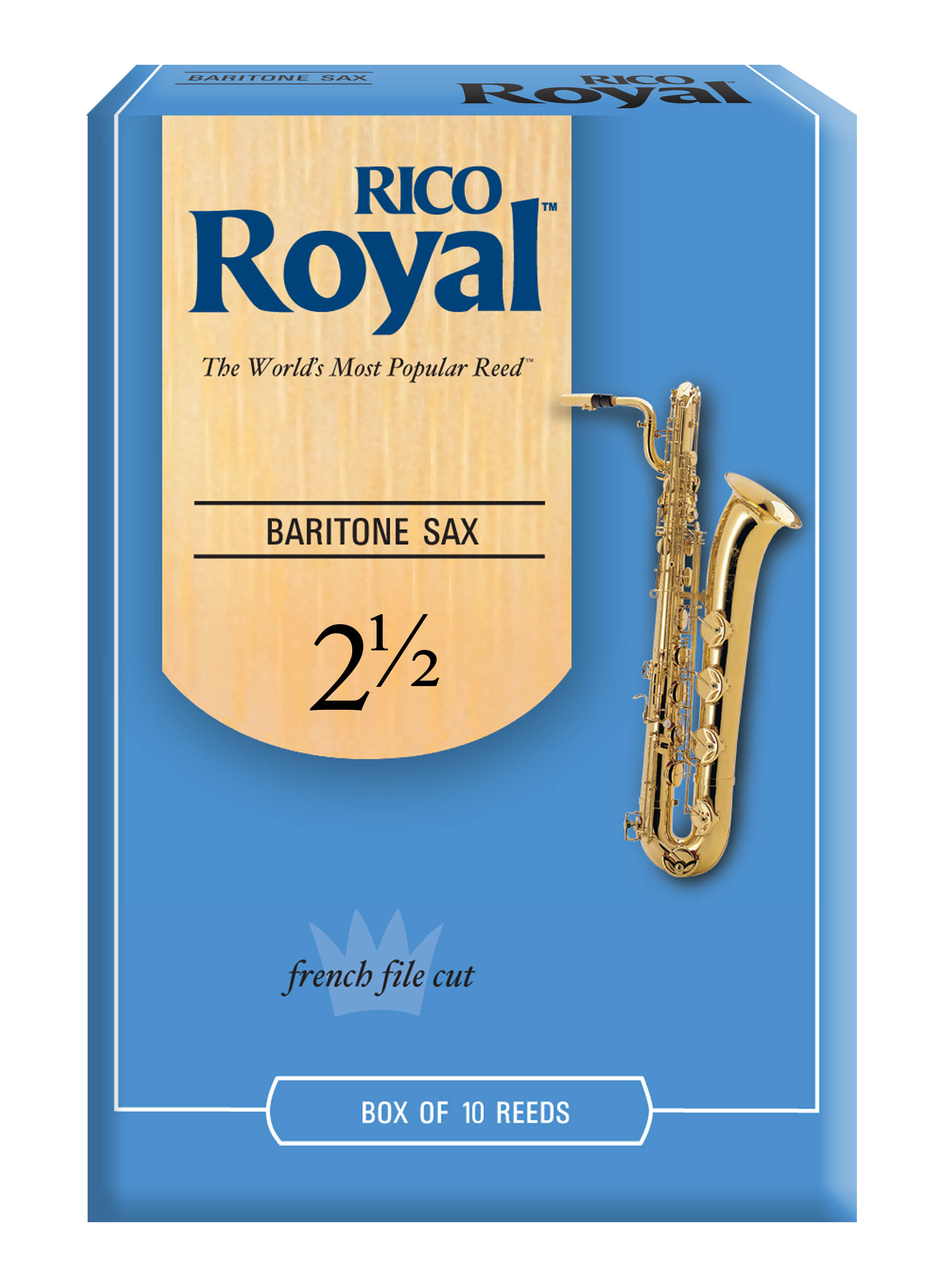 RICO ROYAL Rico Royal Baritone Sax Reeds, Strength 2.5, 10-pack