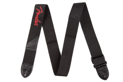 Fender® Logo Strap, Black/Red Logo, 2"