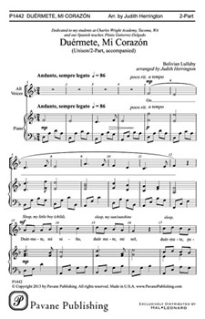 Duermete Mi Corazon by Bolivian Lullaby - Herrington Judith - for Unison/2-Part