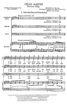 Chad Gadyo (Passover Song) by Adler Hugo for SATB