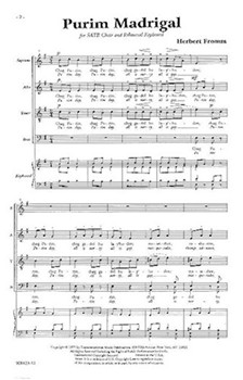 Purim Madrigal by Fromm Herbert for SATB