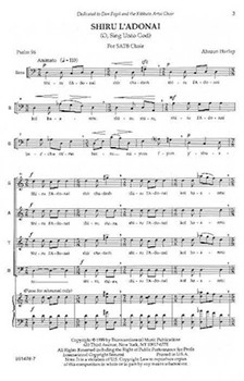 Shiru L'adonai (O Sing Unto God) by Harlap Aharon for SATB