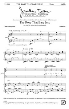 Rose That Bare Jesu by Kean Ron for SATB divisi (14th Cent. Carol)